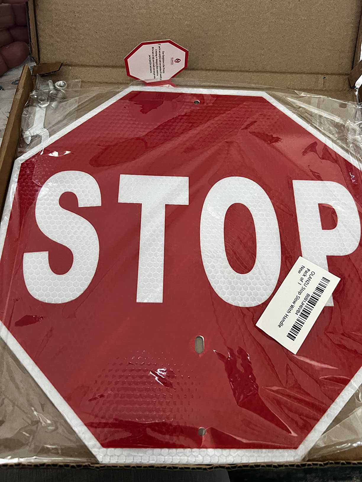 OLANZU Hand Held Stop Sign for Crossing Guard, 18x18 customer photo 1