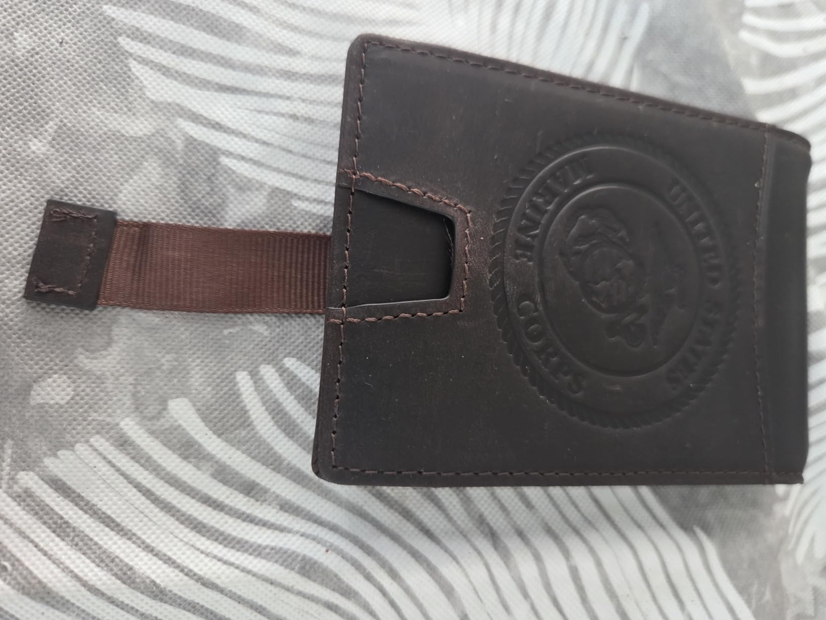USMC Wallet RFID-Blocking Marine Corps Bi-Fold Card Holder | Crazy Horse Leather & Money Clip– Disabled USMC Vet Owned SMALL Business customer photo 1