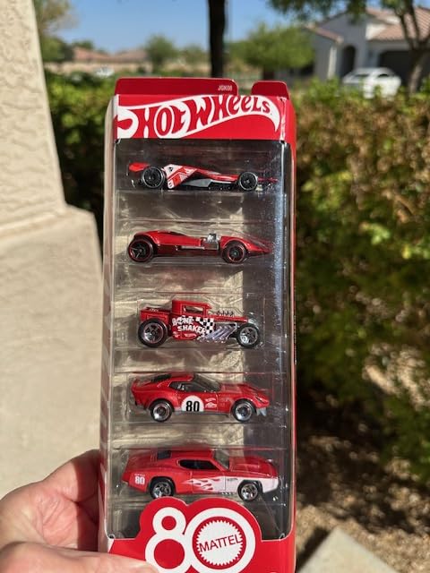 Hot Wheels Toy Cars, 5-Pack of 1:64 Scale Toy Cars with Collectible Deco & Packaging, Core Mattel 80th Anniversary Set of 5 Vehicles customer photo 2