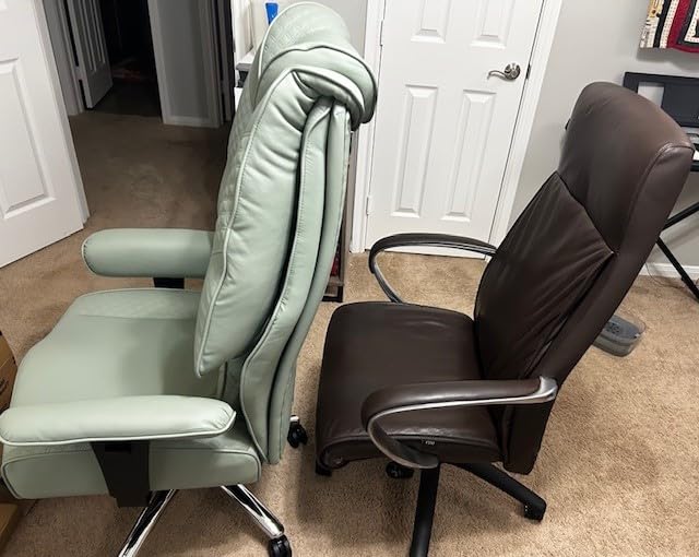 EXCEBET Big and Tall Office Chair with Footrest, PU Leather High Back Executive Office Chair 400lbs, Ergonomic Computer Chairs Lumbar Support for Heavy People (Brown) customer photo 2
