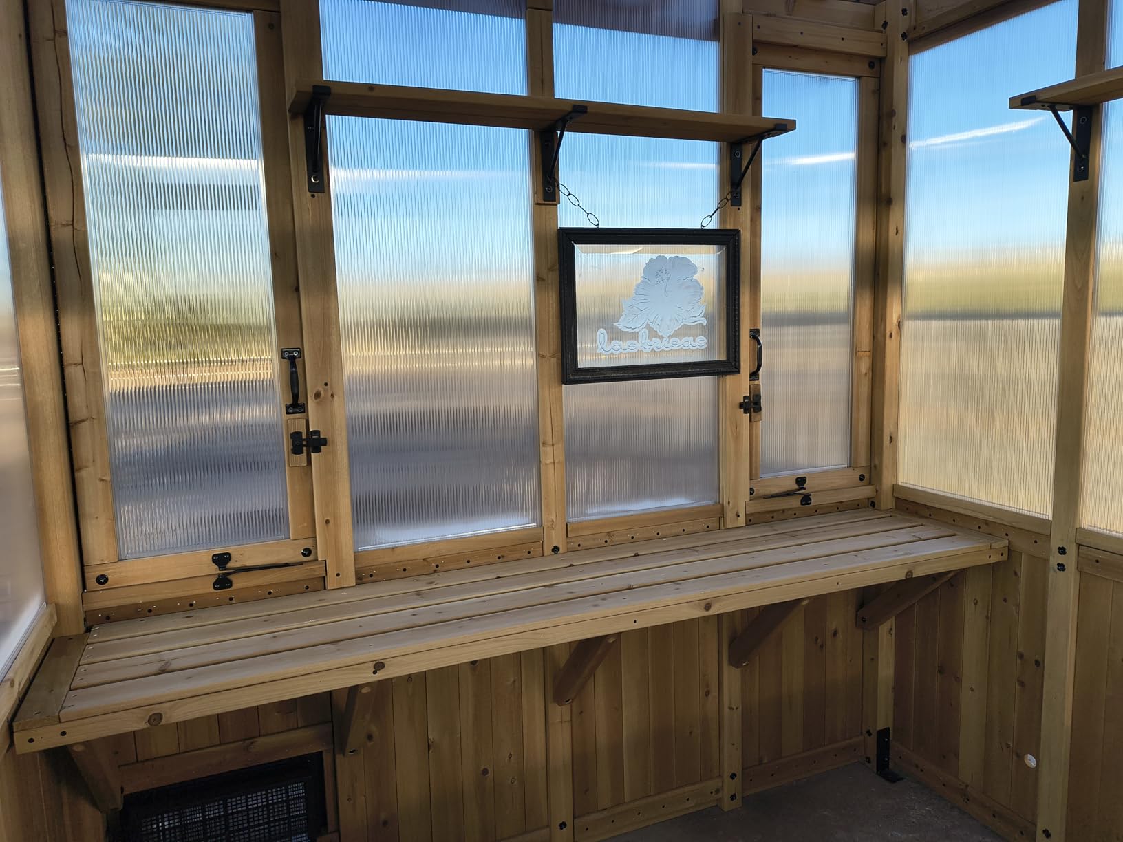Backyard Discovery Poppy 11' x 7' Cedar Wood and Polycarbonate Walk-In Greenhouse Kit with Exhaust Fan, Windows, Hose Hook-Ups, PowerPort, Staging Shelves, Plant Hooks for Year-Round Outdoor Gardening customer photo 1