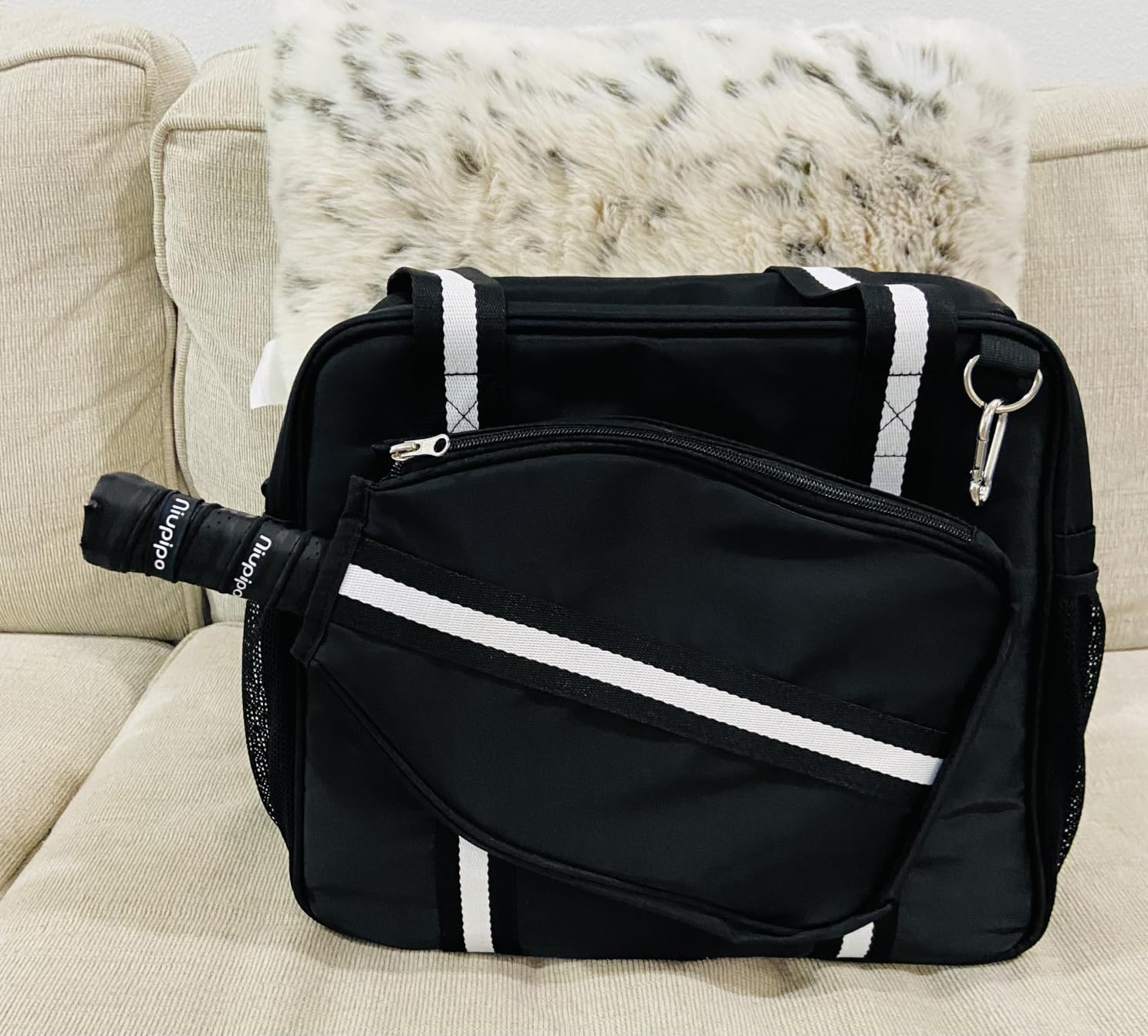 Pickleball Tote Bag for Women Men with Paddle Cover Pocket External Ball Bag and Adjustable Shoulder Strap Fence Hook customer photo 2