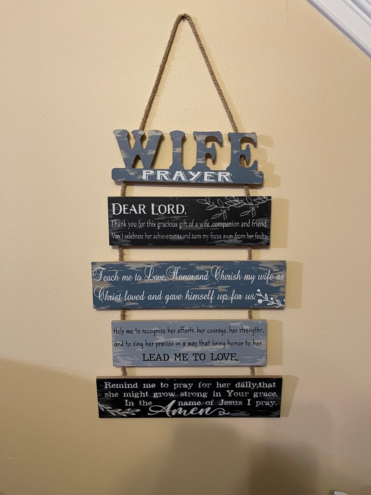Mr & Mrs Rustic Wall Collage Sign with 5pcs Panels Strung Together - Marriage Wedding Engaged Anniversary Shower Farmhouse Distressed Wall Decor - Sweet Warming Gifts for Wife Husband Couples customer photo 1
