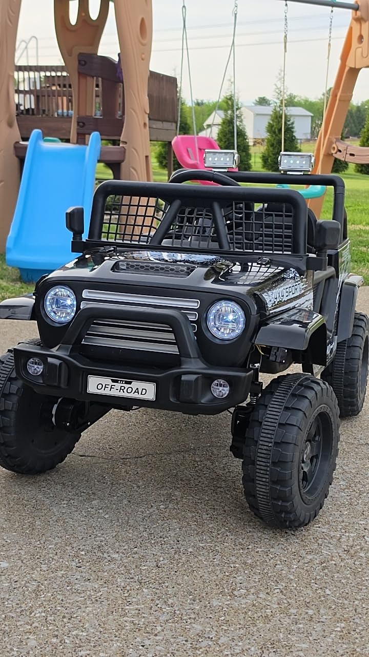 24V Ride on Toys, 2 Seater Kids Electric Car w/Remote Control, 4X4 Motor, 3 Speed, Bluetooth Music, Spring Suspension, LED Light, Off Road Power Car Wheel for Boys Girls Ages 3-8(Pink) customer photo 2