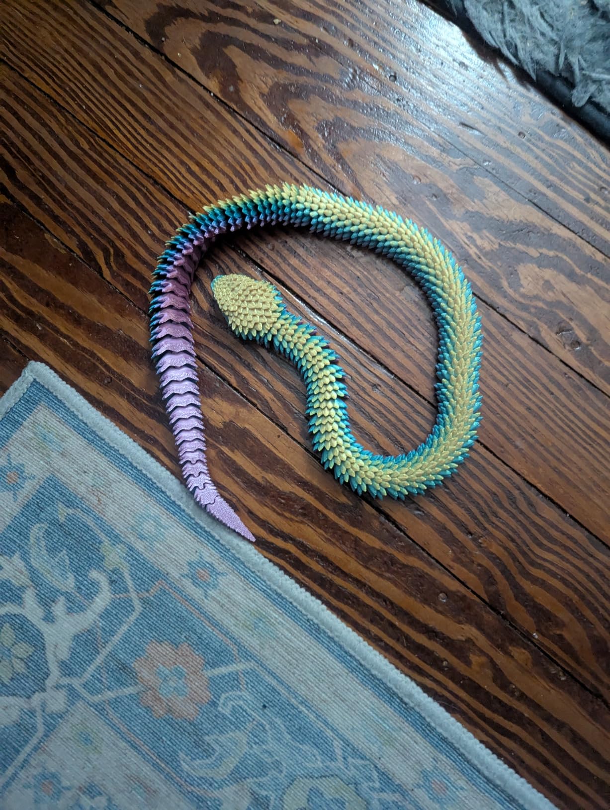 3D Printed Snake,3D Printed Animals,24 Inch 3D Printed Fidget Toys,Articulated Crystal Anaconda,Home Office Executive Desk Decoration Black Gold customer photo 1