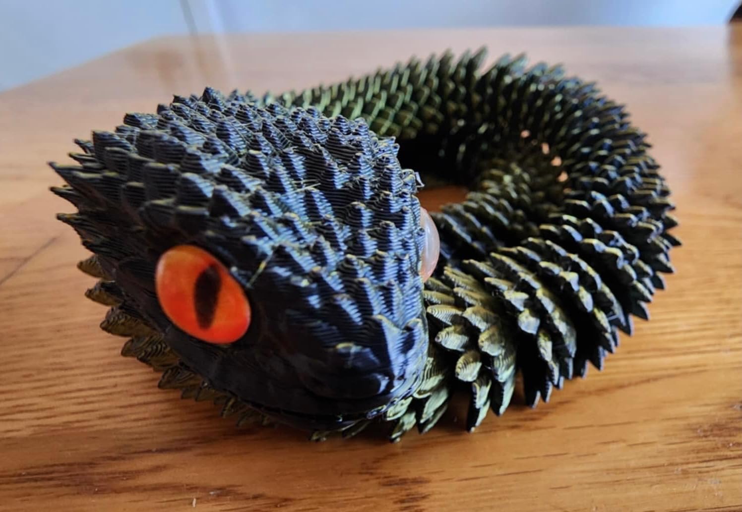 3D Printed Snake,3D Printed Animals,24 Inch 3D Printed Fidget Toys,Articulated Crystal Anaconda,Home Office Executive Desk Decoration Black Gold customer photo 2