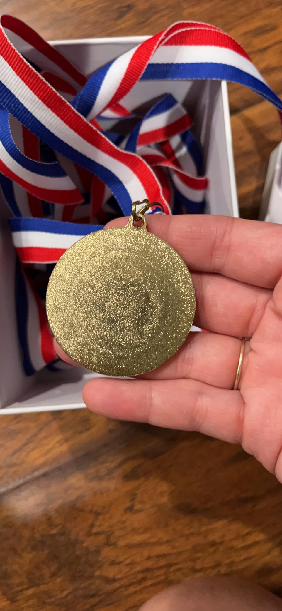 Quelay 30 Pcs 2 Inch Gold Award Medals Bulk with Ribbons Metal Trophy customer photo 2