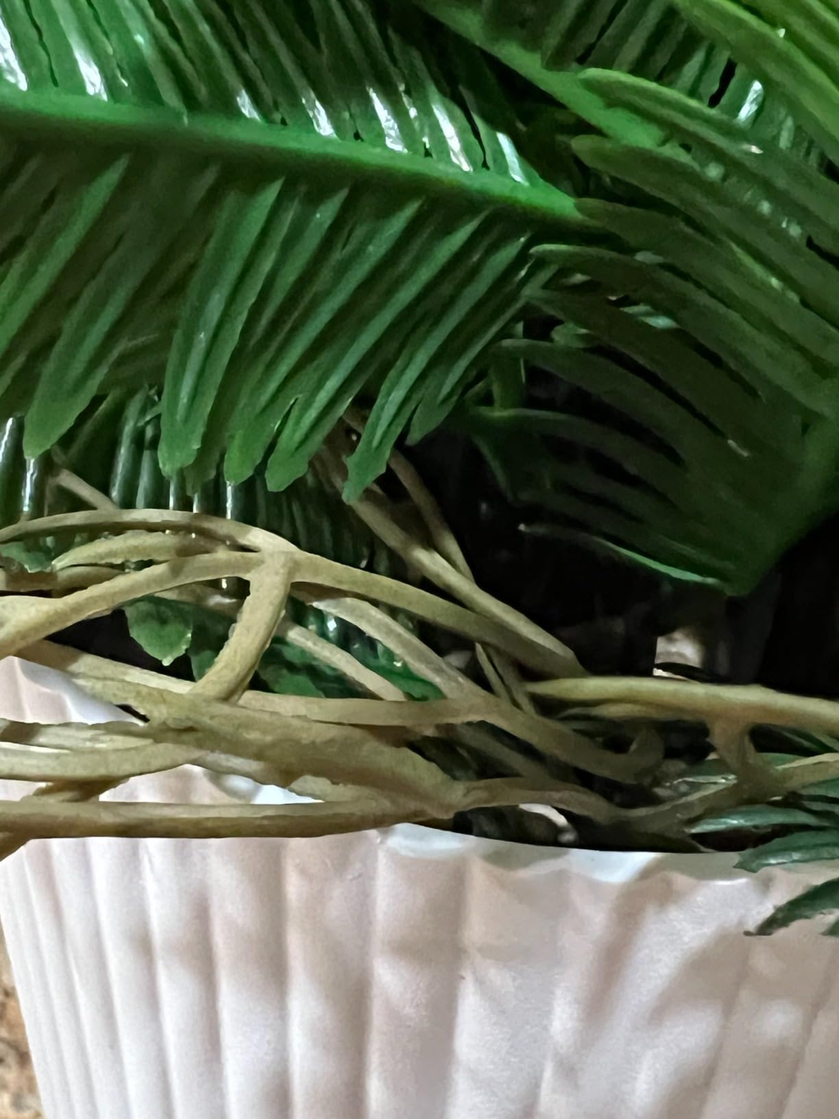 Coferset Realistic Small Fake Fern Plant with White Plastic Pot,Green | 10