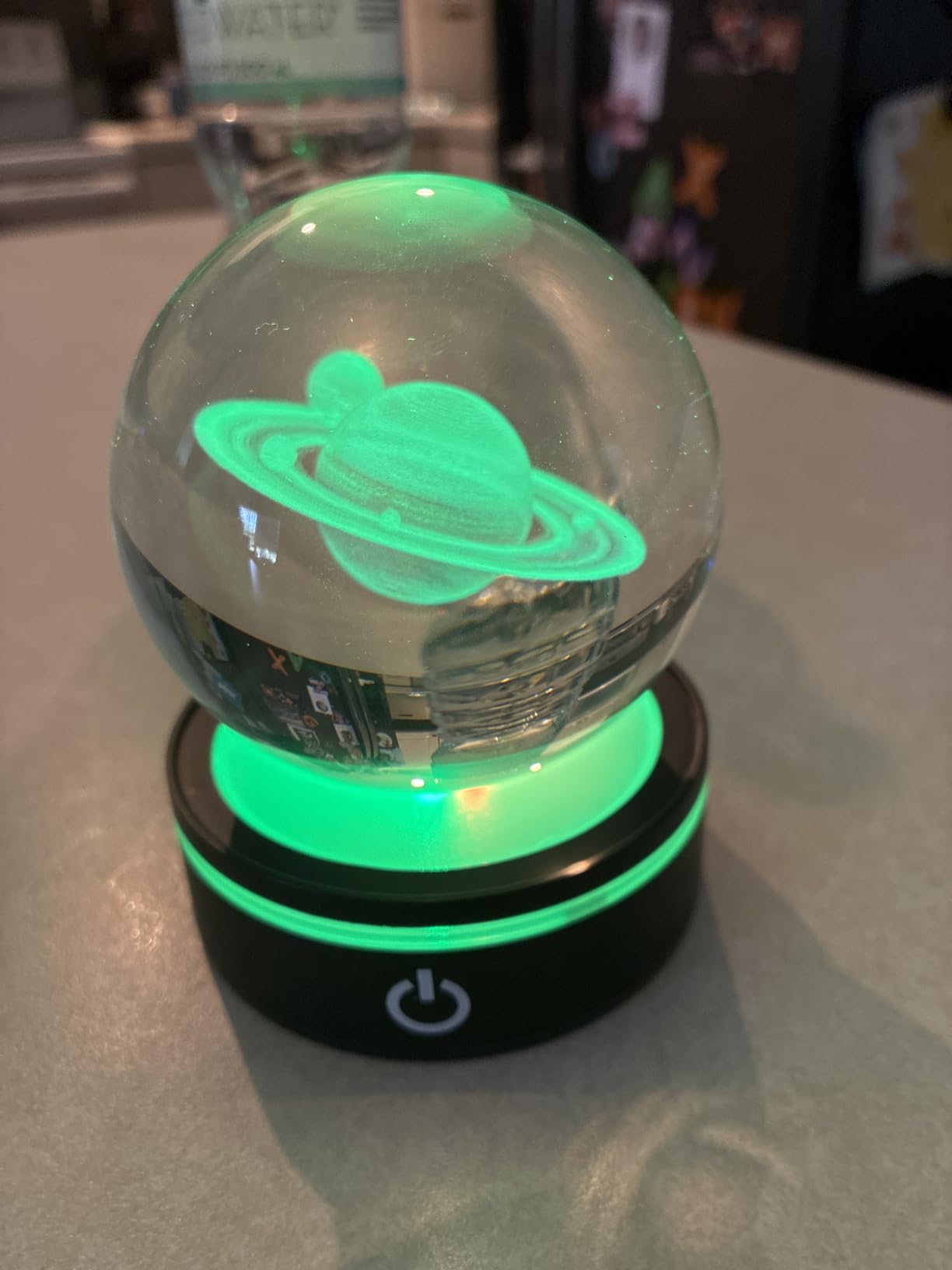 YWHL 3D Crystal Ball Jellyfish Decoration Figurine with Colorful LED Base customer photo 1