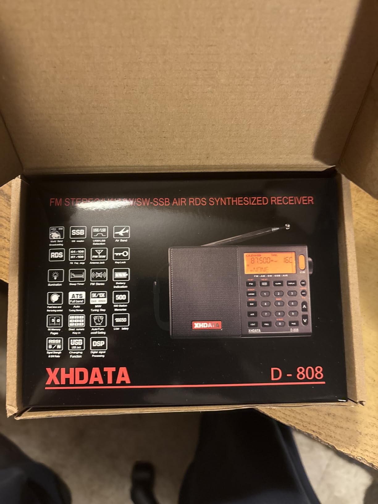 XHDATA D808 Portable AM FM SW LW Air Band Radio SSB RDS Multi Band Radio Speaker with LCD Display Alarm Clock External Antenna (Grey) customer photo 2