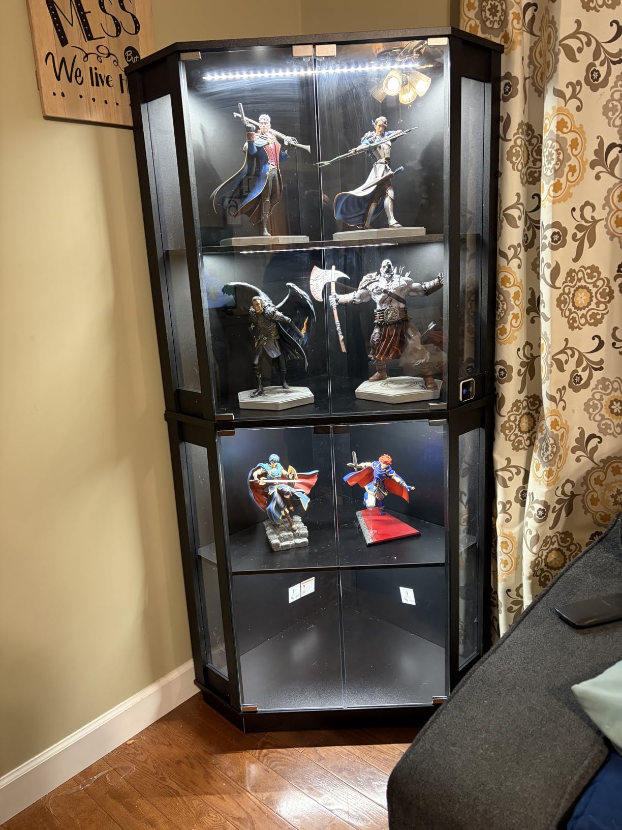 BROTTAR Lighted Corner Display Cabinet with Glass Doors for Collectibles customer photo 2