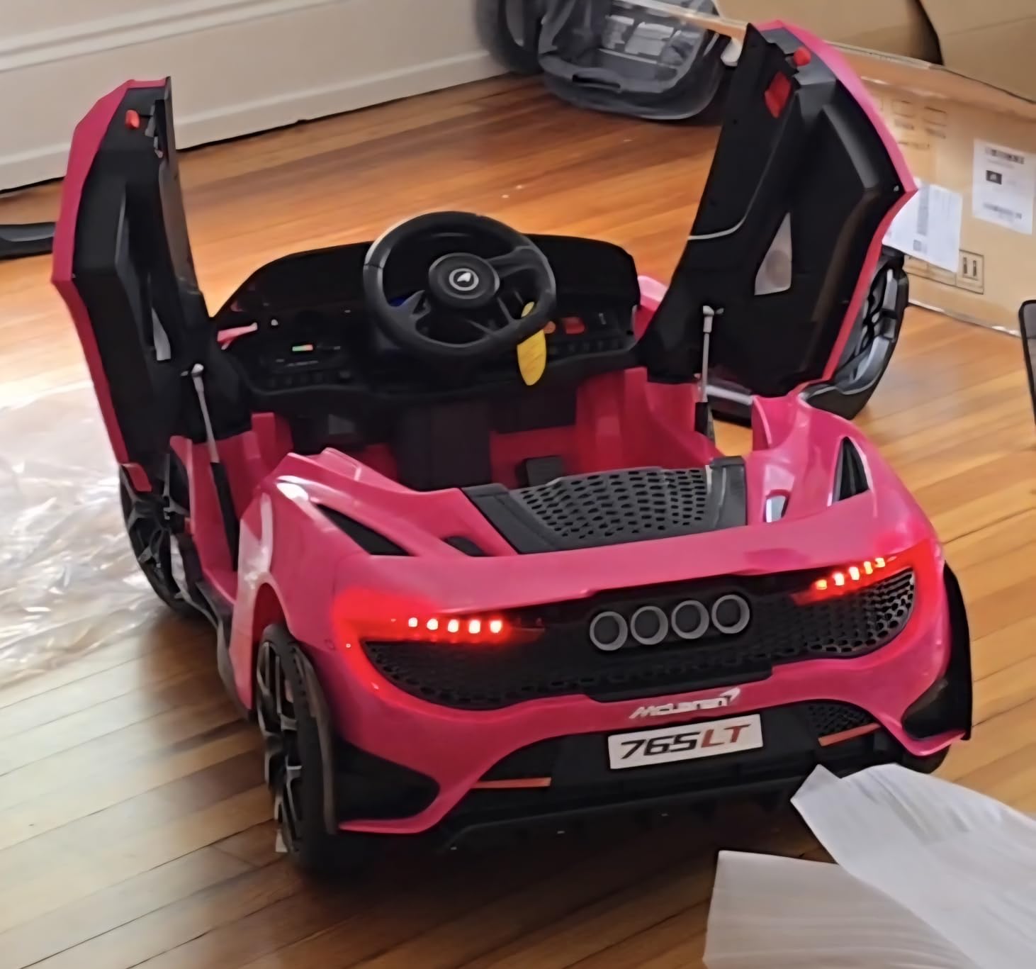 Kids Ride-on Car Licensed McLaren765LT for 3-6Years Old, Electric car 12V Battery Powered Electric Vehicle, w/Parent Remote, Music Player, LED Lights, Smooth Start, 3 Speeds, Pink customer photo 1