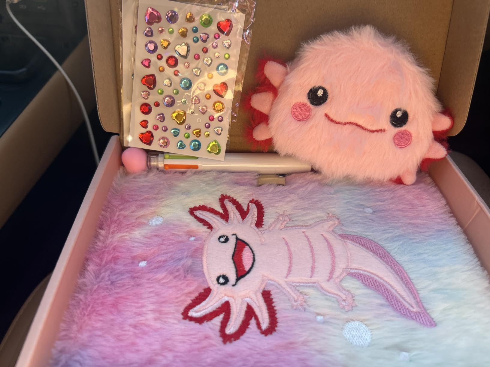 PJDRLLC Axolotl Diary with Lock - Gift for 6 7 8 9 10 Years Old Girl | Secret Diary Journal Notebook with Coin Purse, Multicolored Pen, Stickers, Practical Gift for Birthday Christmas customer photo 1