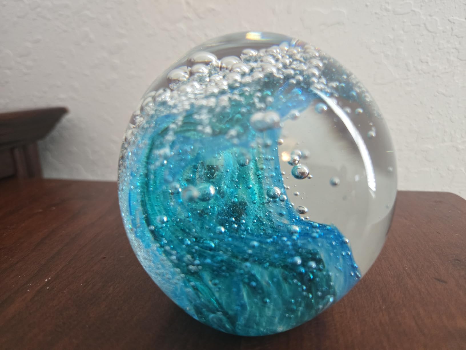 Qianwei Hand Blown Glass Figurines Ball Ocean Coral - Paperweight Glass Ball - Home Sea Decor Collectible - Aquarium Decor - Office Decor Ocean Lovers customer photo 1