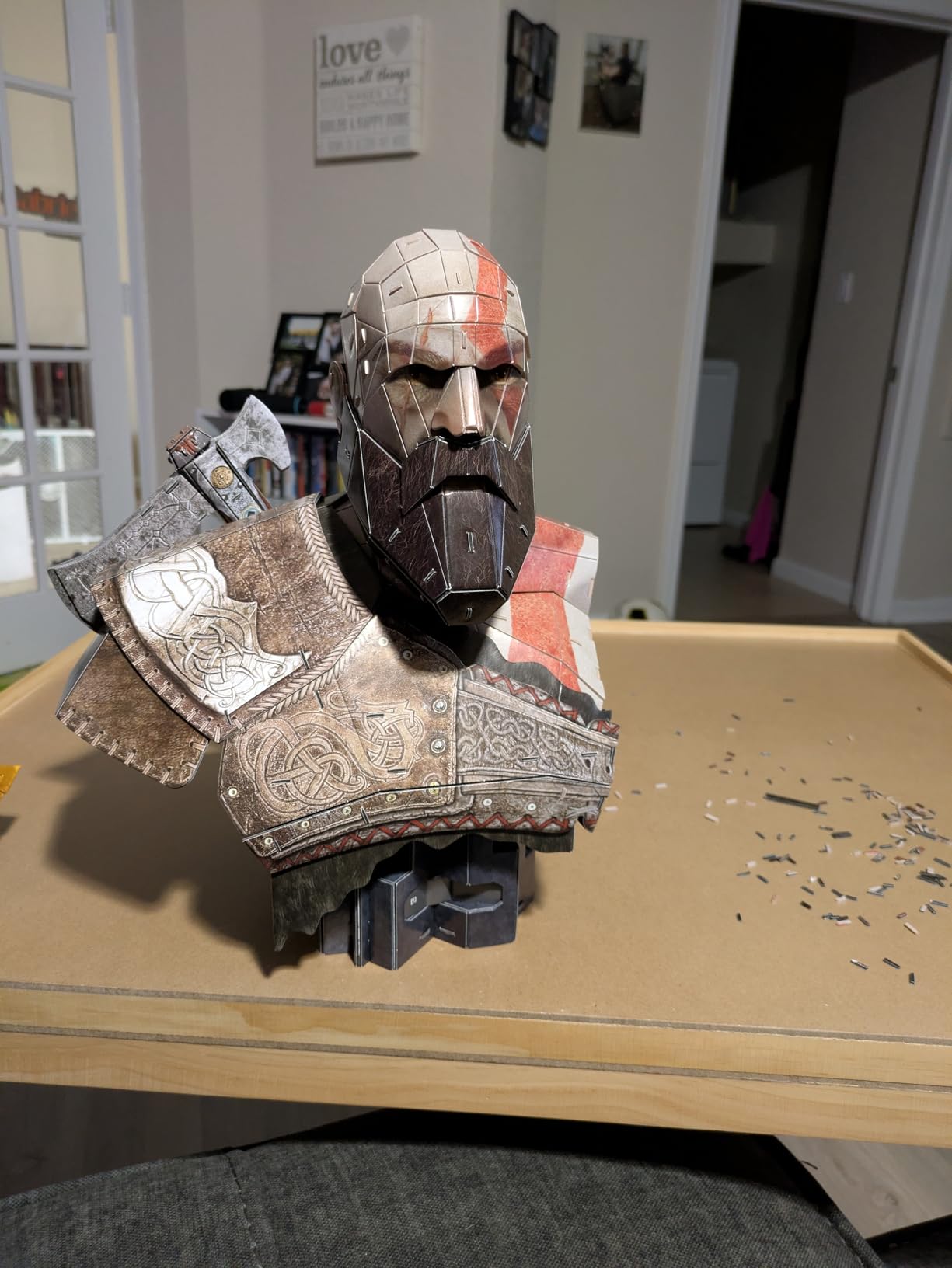 4D Build God of War Kratos 3D Puzzle Bust Model Kit with Stand, Room Decor | 150 Premium EPS Foam Pieces, No Glue Or Tools Required, Build & Display Collectible Hobby Kit Gift For Fans Ages 12+ customer photo 1