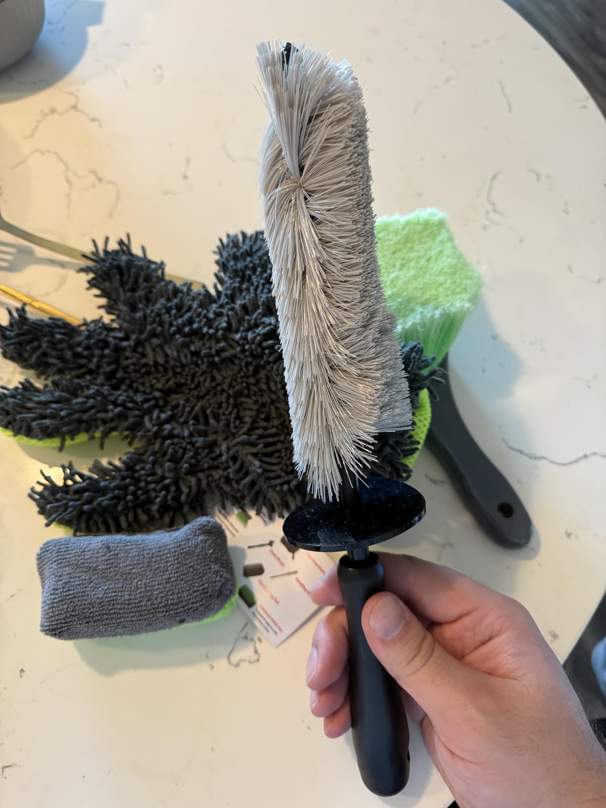 oesee 8 Pack Motorcycle Cleaning Kit - Professional Safe for Chrome/Engine/Tires, Hard Reach Brush, Microfiber Mitt, Detailing Tools, Drying Towel & Wax Applicators customer photo 2