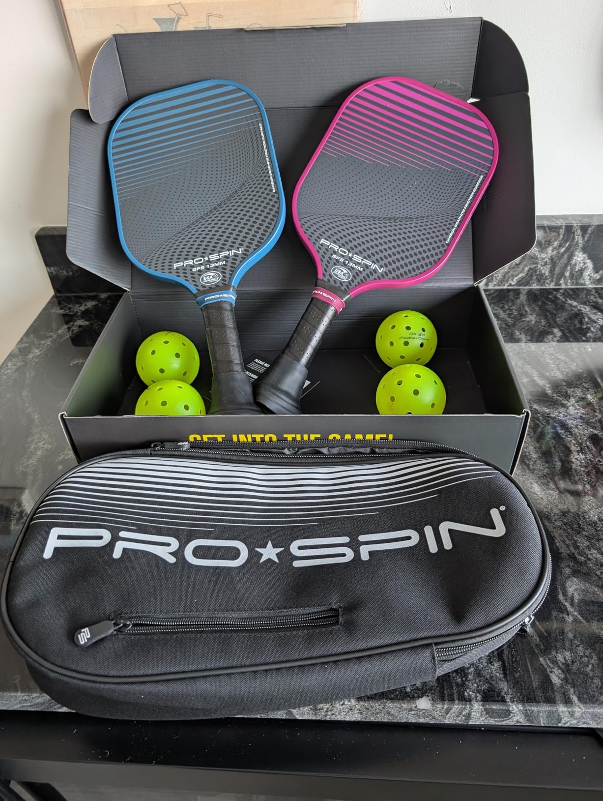 PRO-SPIN Carbon Fiber Pickleball Paddles Set of 2 | Lightweight Pickleball Set with Indoor/Outdoor Balls and Bag - Durable Pickle Ball Paddle Gift for Men, Women & Families customer photo 2