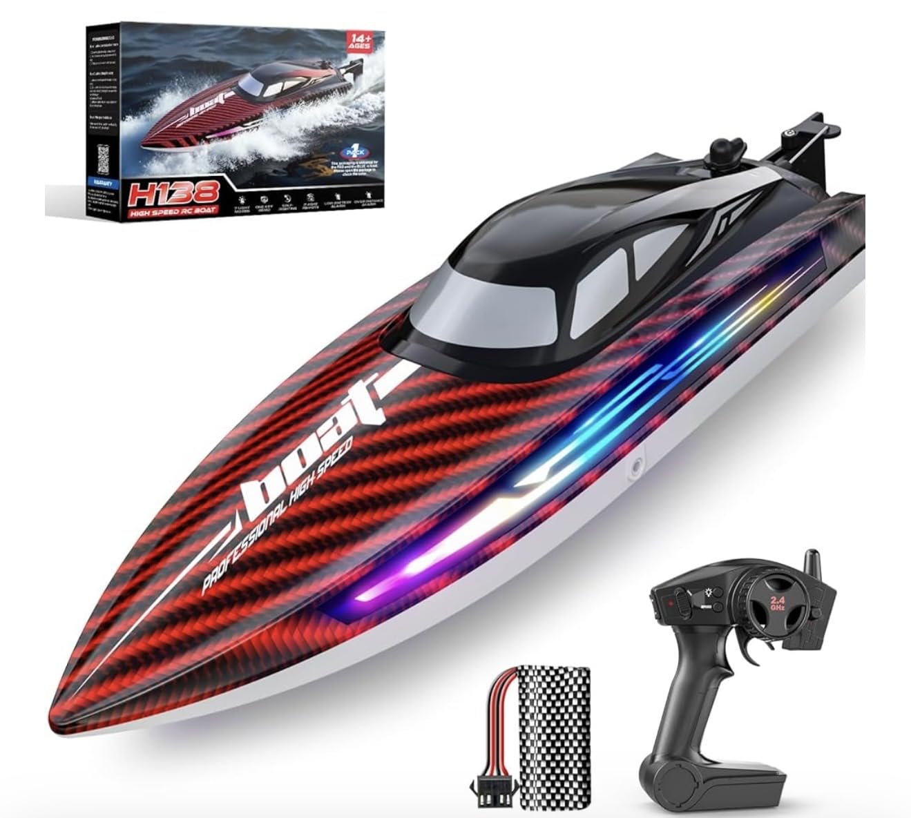 30KMH RC Remote Control Boat with 7 LED Light Modes Waterproof Electric customer photo 1