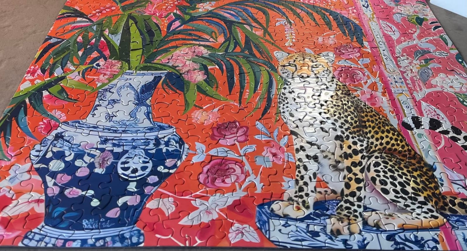 Springbok Cheetah & Ginger Jar 500 Piece Jigsaw Puzzle for Adults | Unique Cut Pieces, Made in USA, Eco-Friendly Materials featuring vibrant tropical artwork and family fun customer photo 1