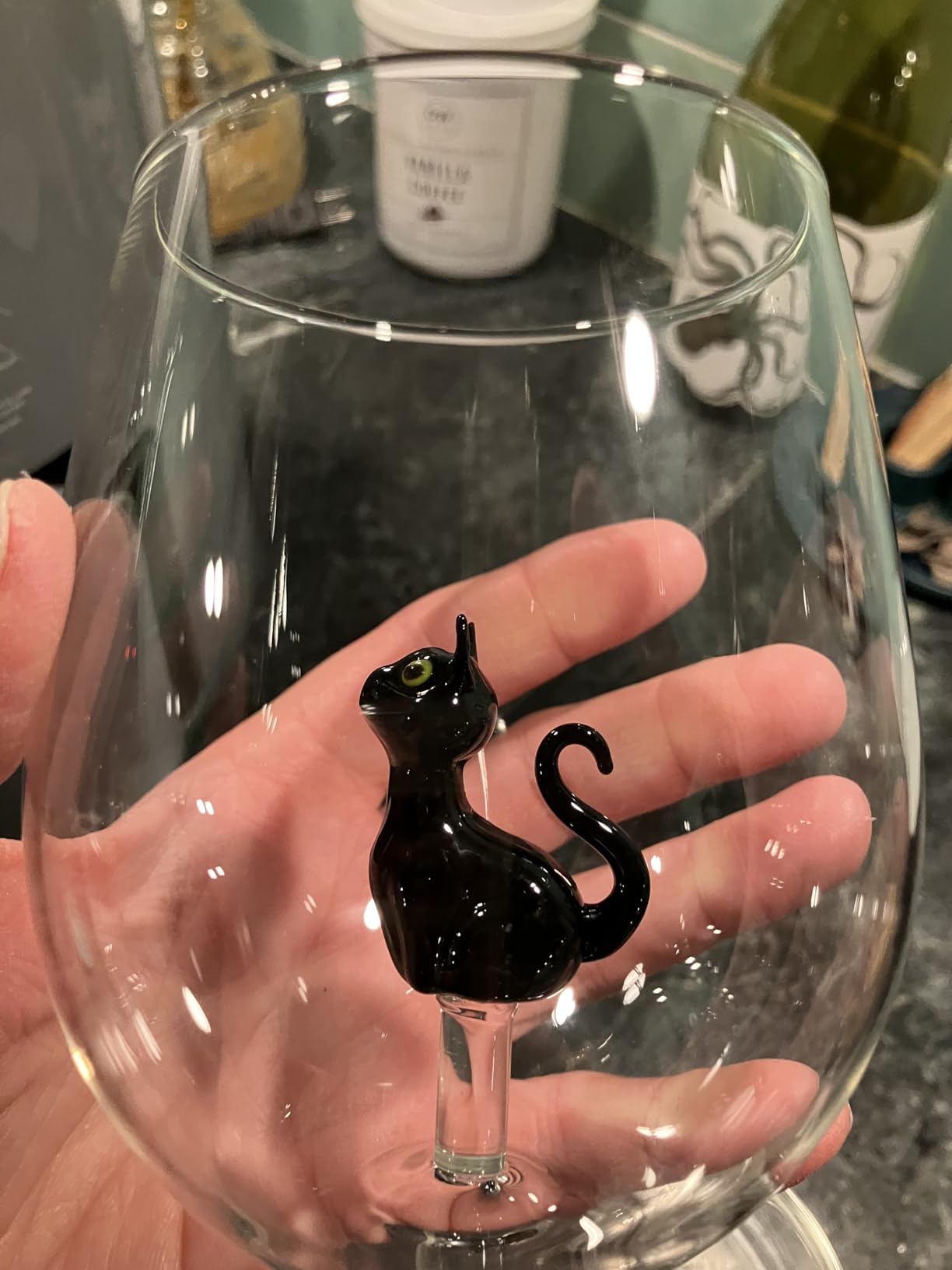 3D Manatee Decor Stemless Wine Glass, Set of 2 Hand Blown Drinking Glasses, Cute Mothers Day Gift, Nautical Themed Unique Wine Glasses Cups Manatee Gifts for Women Birthday Wedding Party (14oz) customer photo 2
