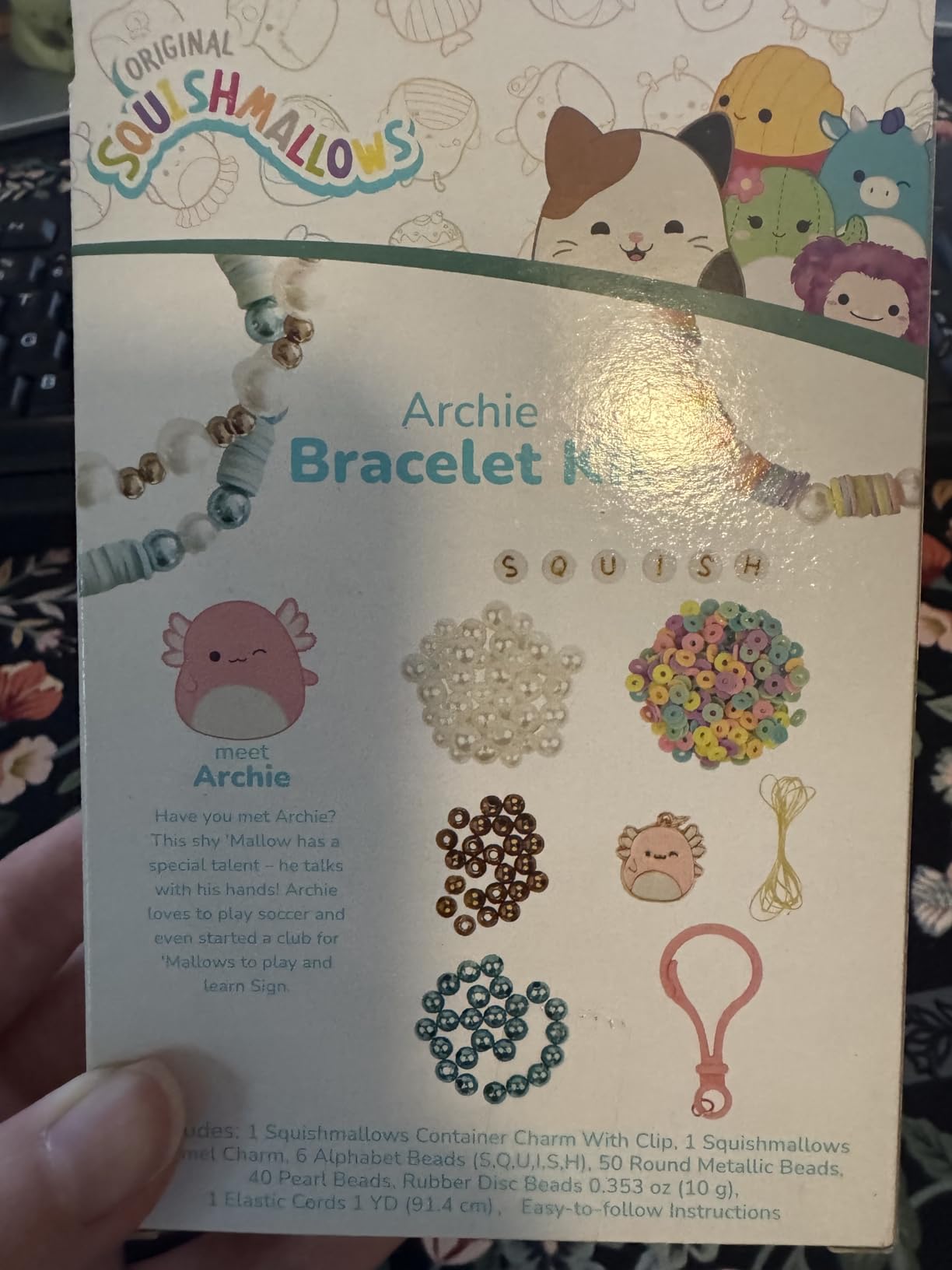 Original Squishmallows Archie The Axolotl Bracelet Kit, Friendship Bracelet Kit, Charm Bracelet Making Kit, Gifts for Girls, Squishmallows for Boys, Craft Kits customer photo 2