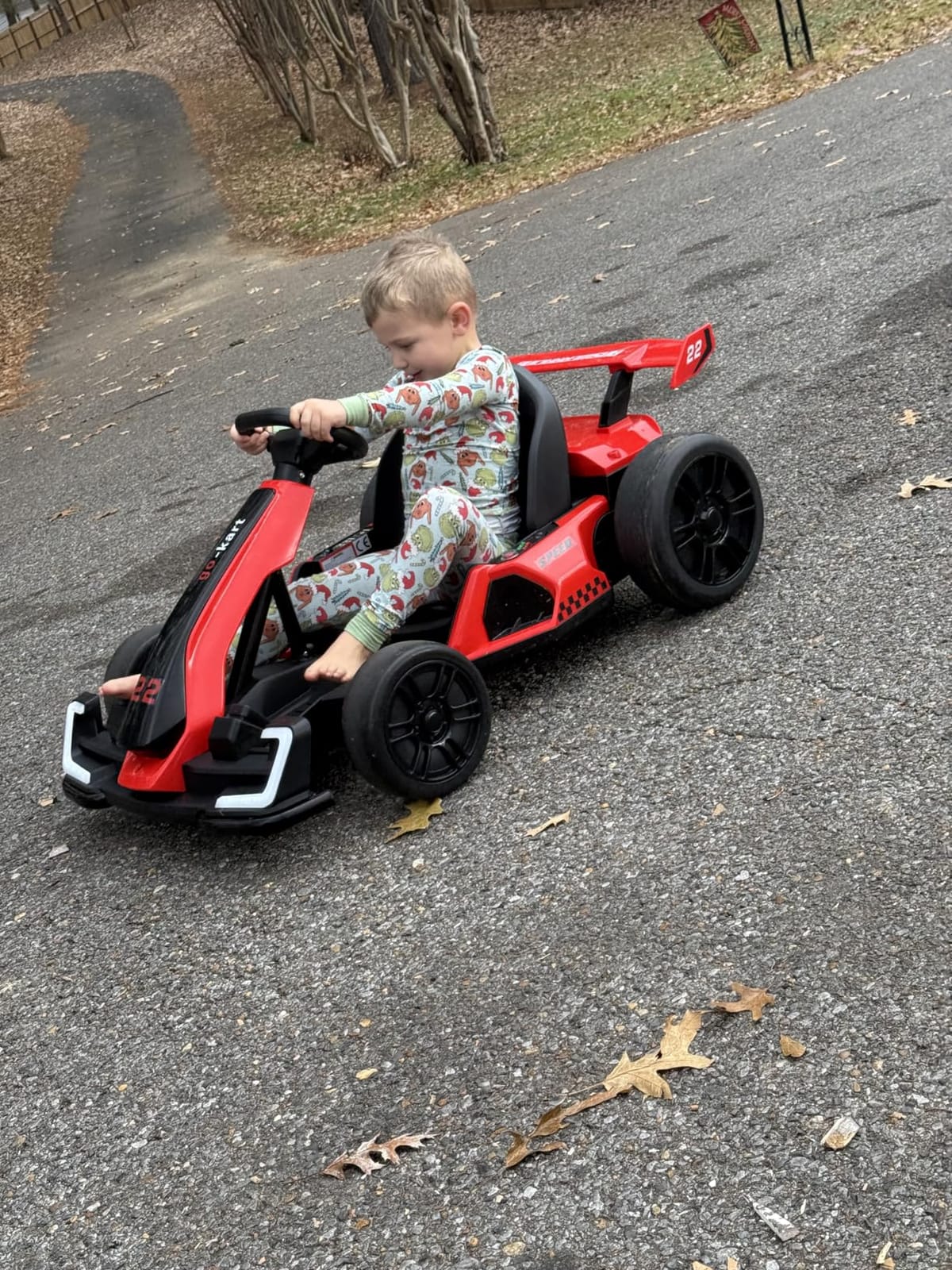KerryYoo K61 Go Kart Electric Drift Kart with Length Adjustable Seat, 24V Ride on Toys with 4 Speed Mode,300W Outdoor Ride On Crazy Kart, 8.5 MPH, Bluetooth - Blue customer photo 2