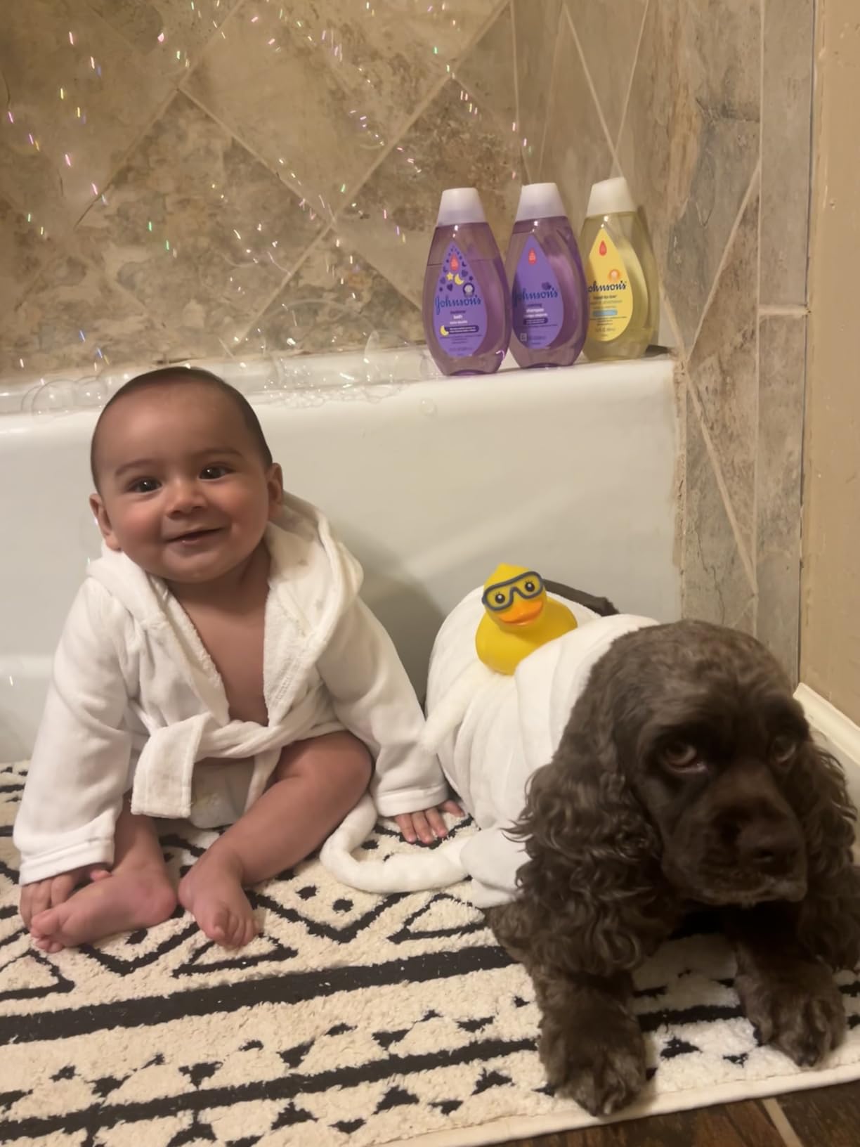 Baby Essentials Unisex Baby Plush Animal Face Bathrobe Hooded with Tie Closure for Newborns and Infants 0-9 Months customer photo 2