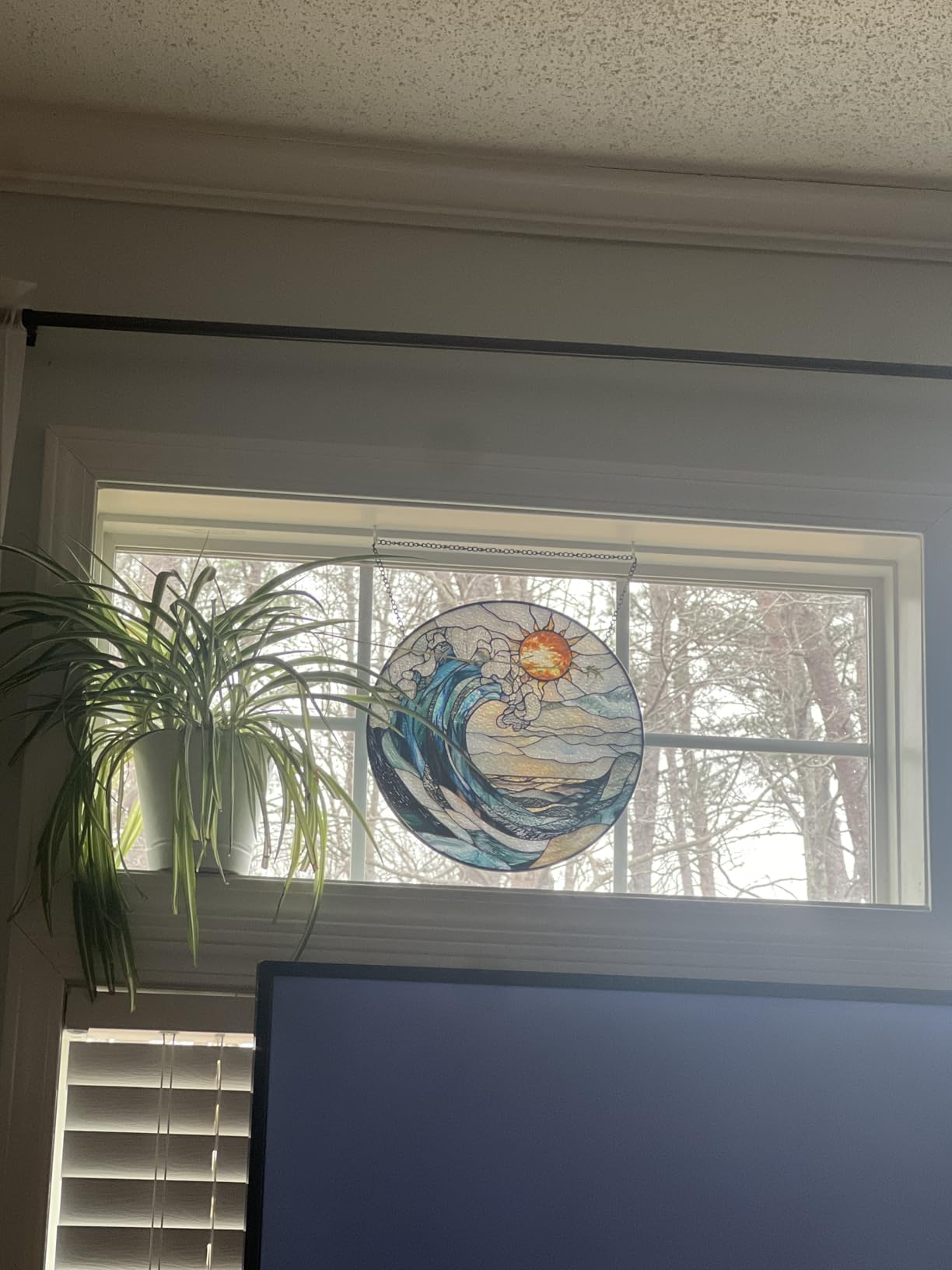 Ocean Lighthouse Stained Glass Window Hanging Suncatcher Gifts Decor 7.8