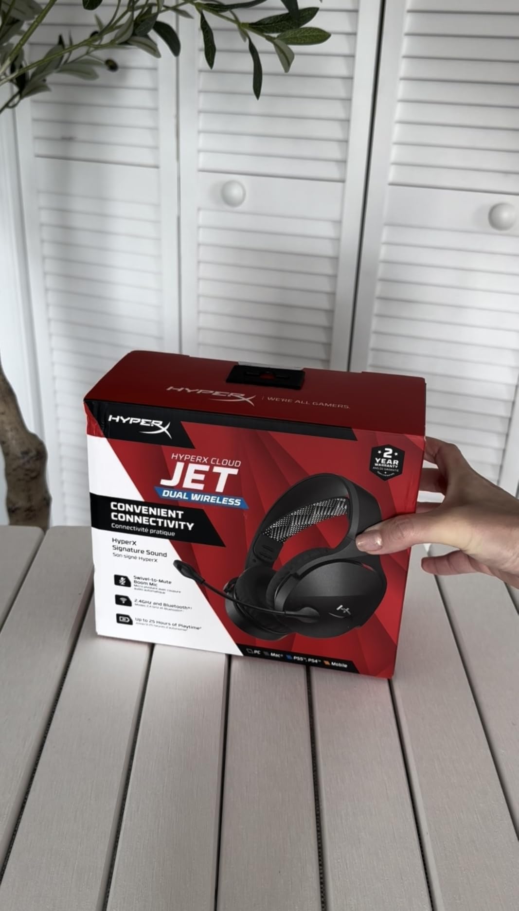 HyperX Cloud Jet – Dual Wireless Gaming Headset, 2.4GHz dongle, Bluetooth 5.3, PC, PS5, Mobile, USB-A – Black customer photo 1