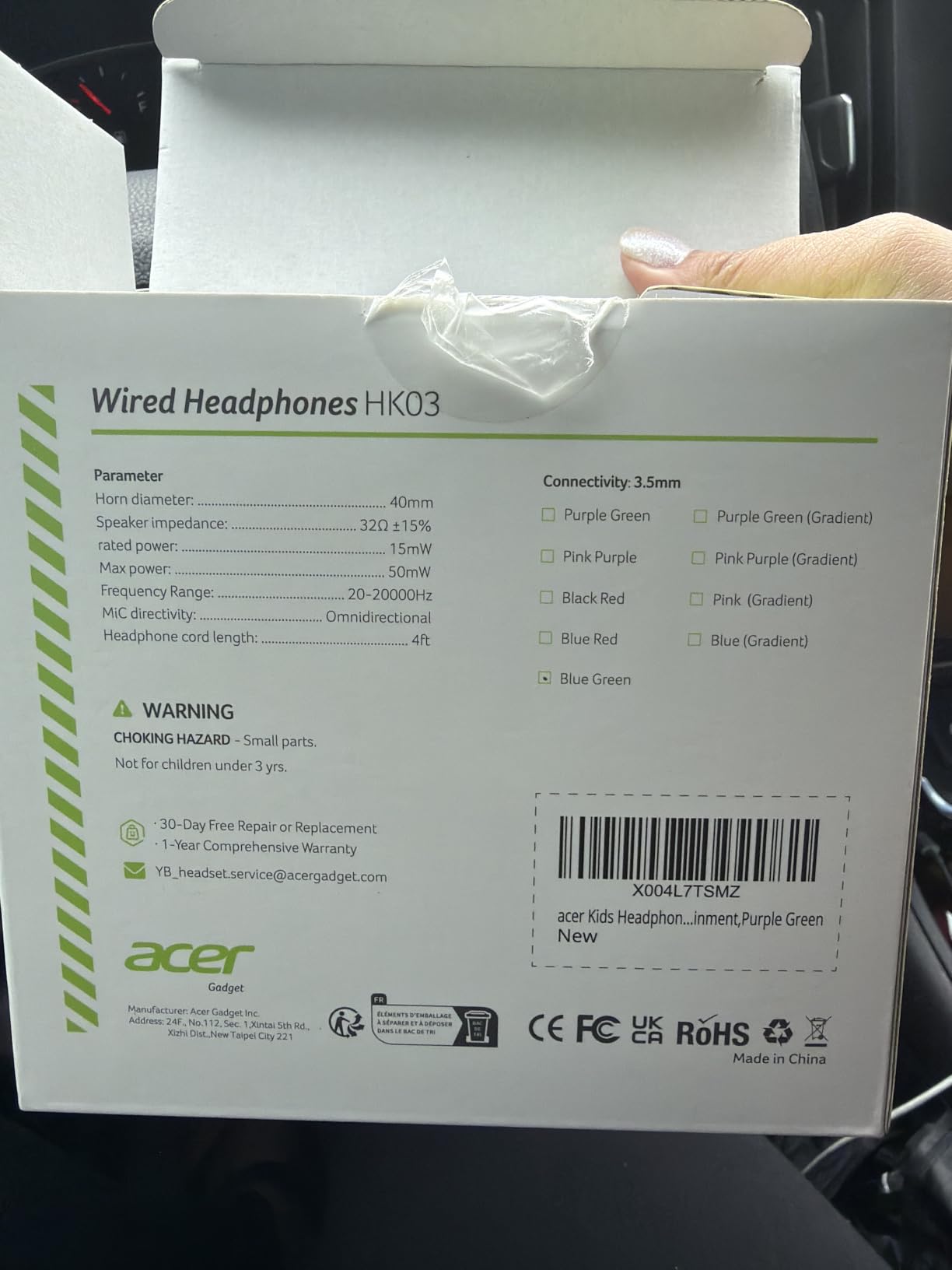 Acer Kids Headphones for School, 85-94dB Limiter, 3.5mm Jack, w/Mic HK03 customer photo 1