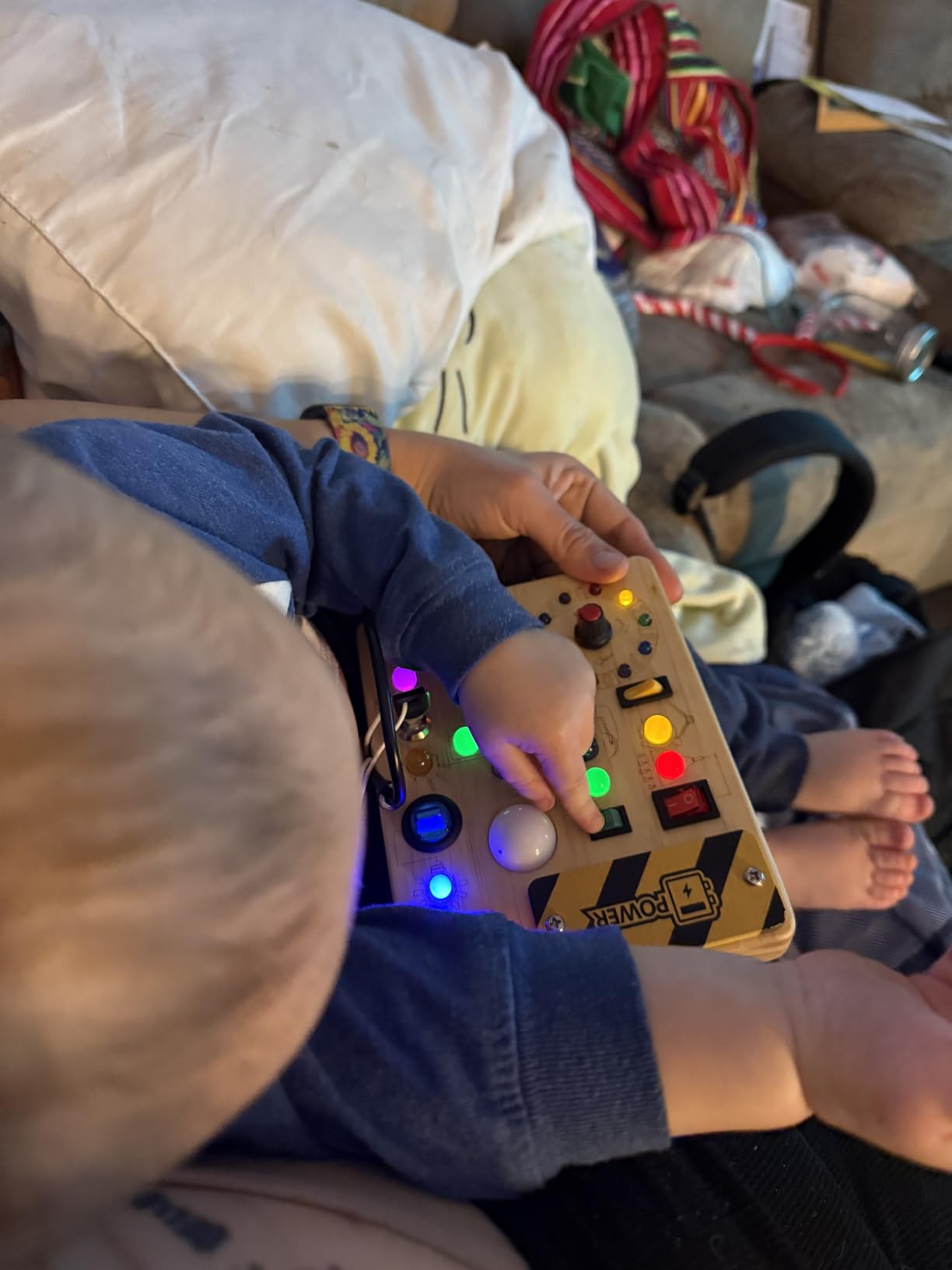 Busy Board with LED Light Switches, Montessori Toys for 1 2 3 Years Old, Toddlers Wooden Toy Sensory Activity Board, Travel Toys for 1+ Year Old Boy & Girl Birthday Gift customer photo 2