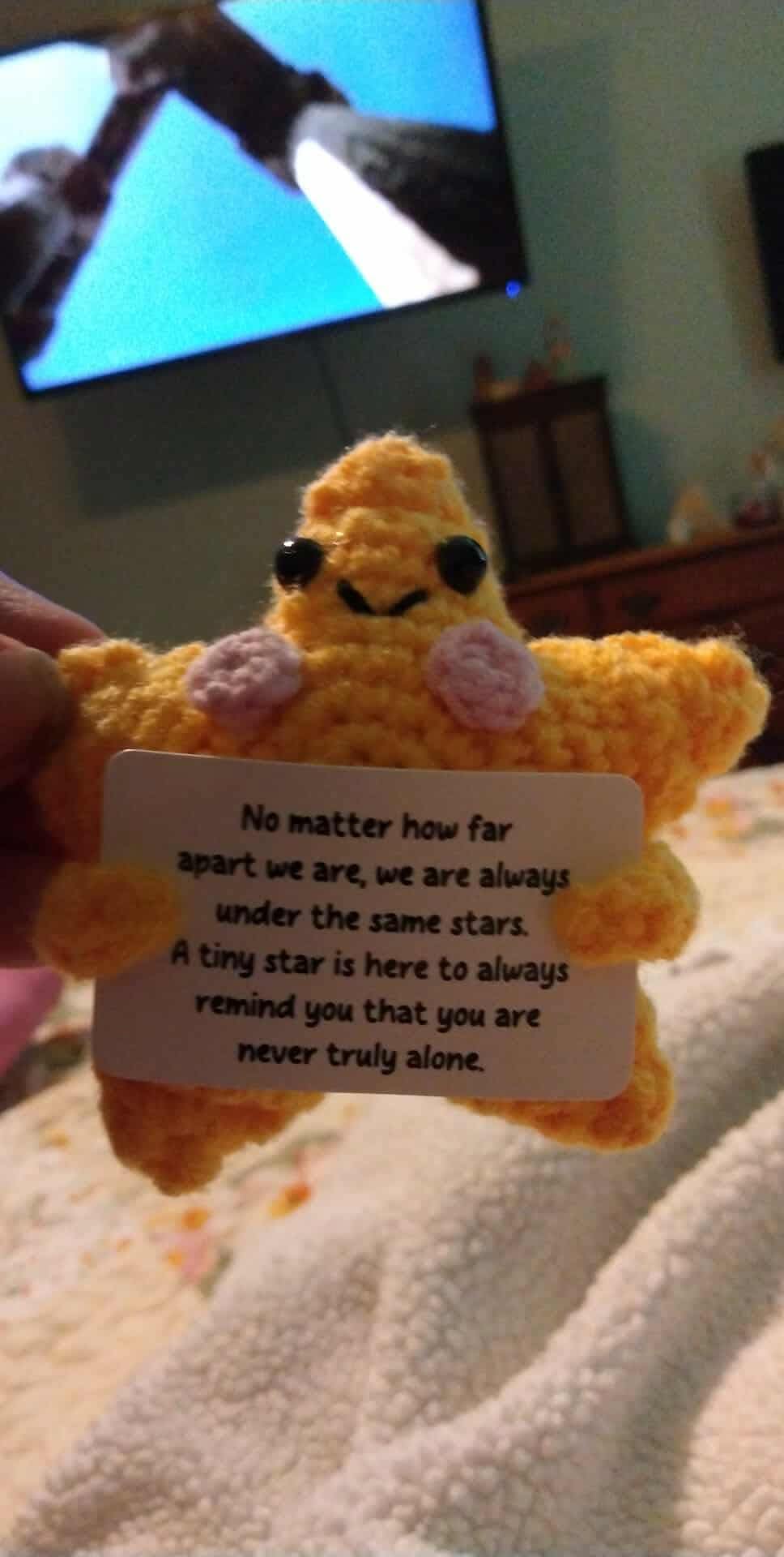 Crochet Yellow Star Doll Friendship Gift - Emotional Comfort Support Decor, Long Distance Relationship Moving Away Farewell Goodbye Leaving Gifts for Women Friend Couple Boyfriend Girlfriend Coworker customer photo 1