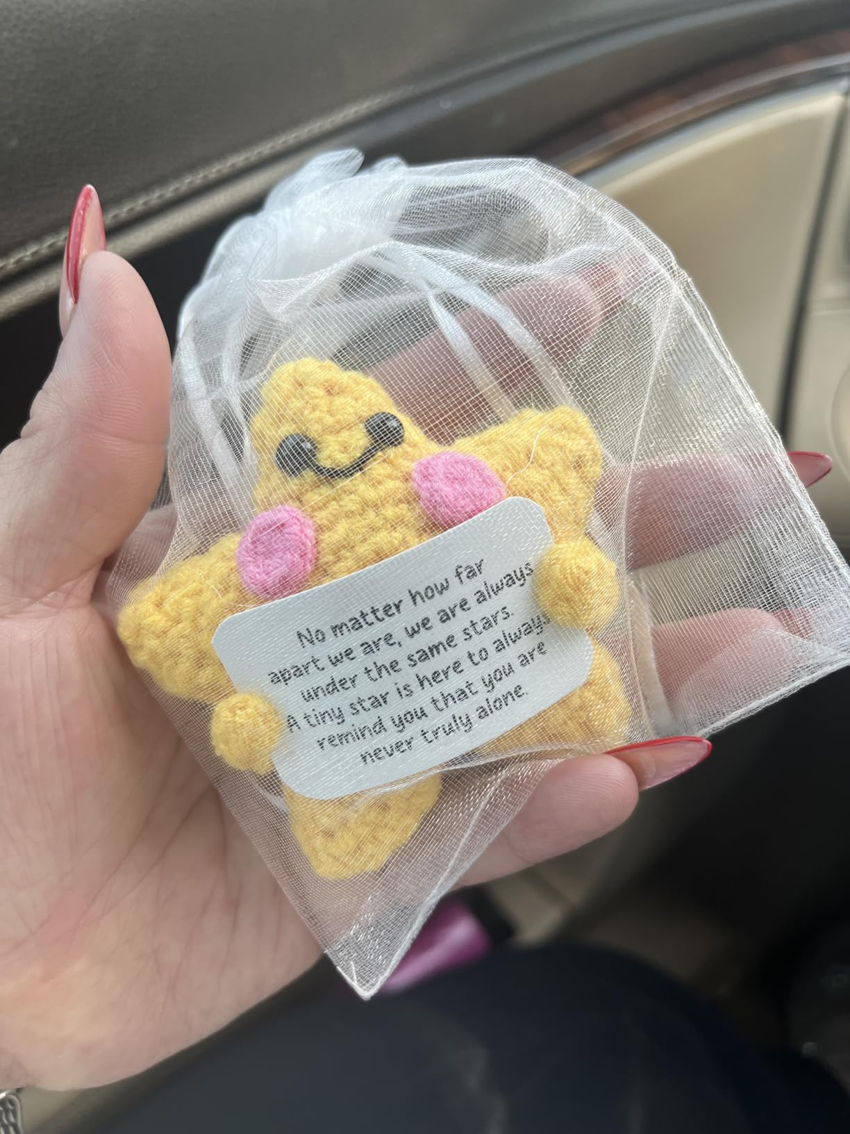 Crochet Yellow Star Doll Friendship Gift - Emotional Comfort Support Decor, Long Distance Relationship Moving Away Farewell Goodbye Leaving Gifts for Women Friend Couple Boyfriend Girlfriend Coworker customer photo 2