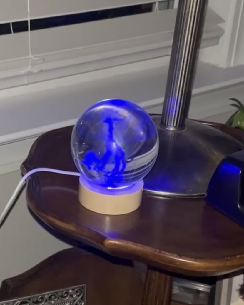 3D Large Snake Crystal Ball Night Light with Wooden Base, Cobra Crystal Lamp Gift for Kids Wife Friends, 16 Color Changing with Remote Control, Laser Engraved 3.15 inch Glass Ball Lamp (Snake) customer photo 1
