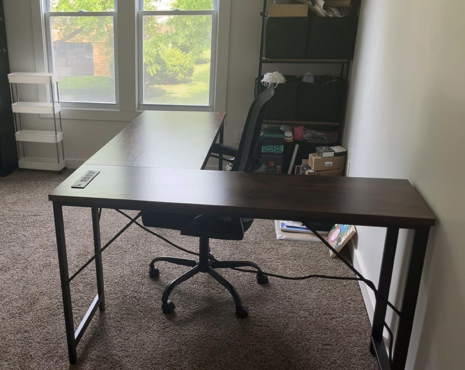 Huuger 63 Inch L Shaped Desk with Power Outlets & 0.95 Inch Thicker Desktop customer photo 2
