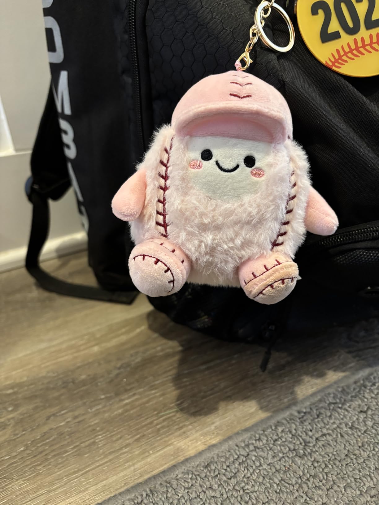 Stelle Cute Softball Plush Keychain for Backpack Kawaii Fuzzy Pink Bag Charm Soft Keychain Accessories Gifts for Girls customer photo 1
