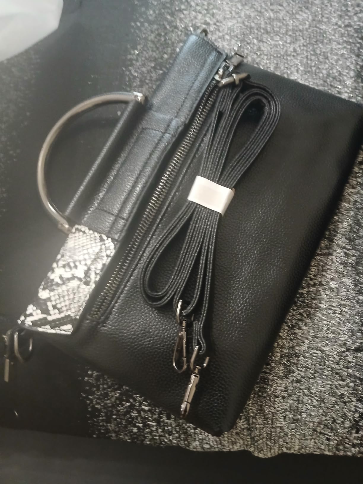 Women's Snakeskin Flap Tote Top Handle Satchel Handbag Pu Leather Clutch Purse Casual Shoulder Crossbody Bag customer photo 1