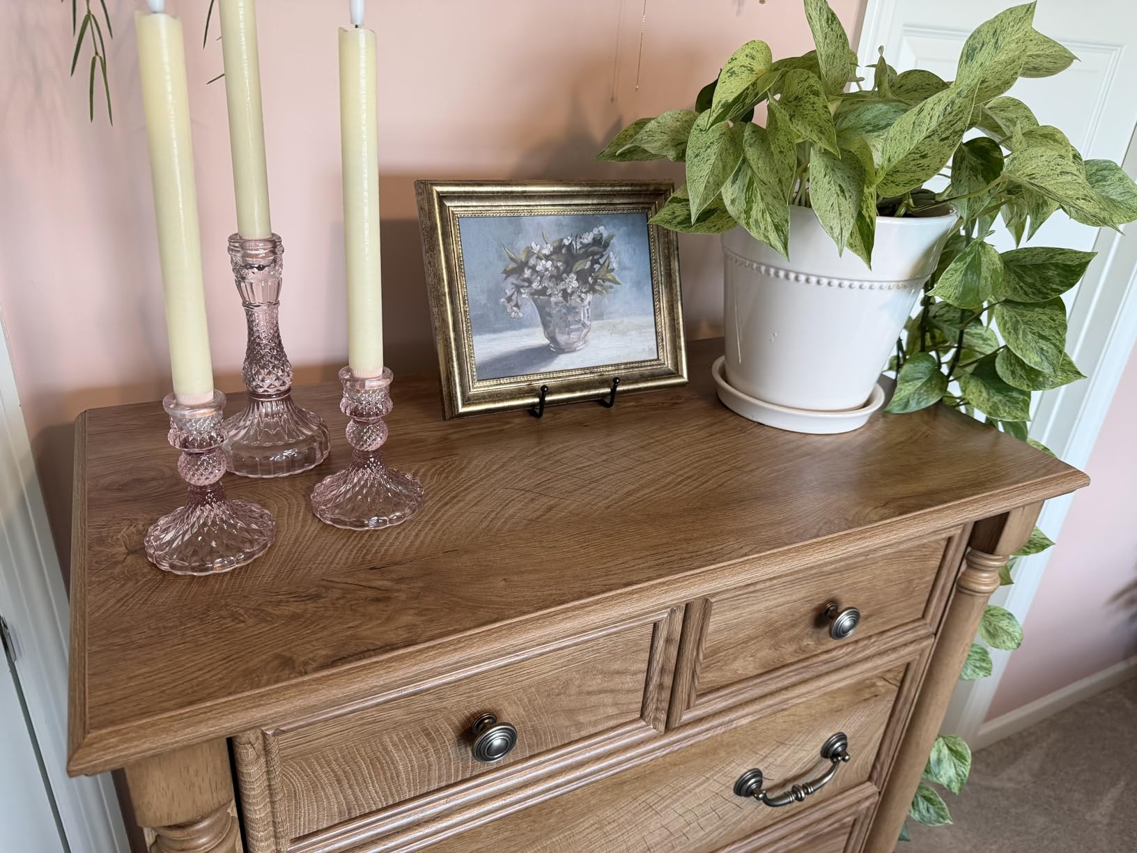 T4TREAM Farmhouse 6-Drawer Dresser with Solid Wood Feet, Natural Oak customer photo 1