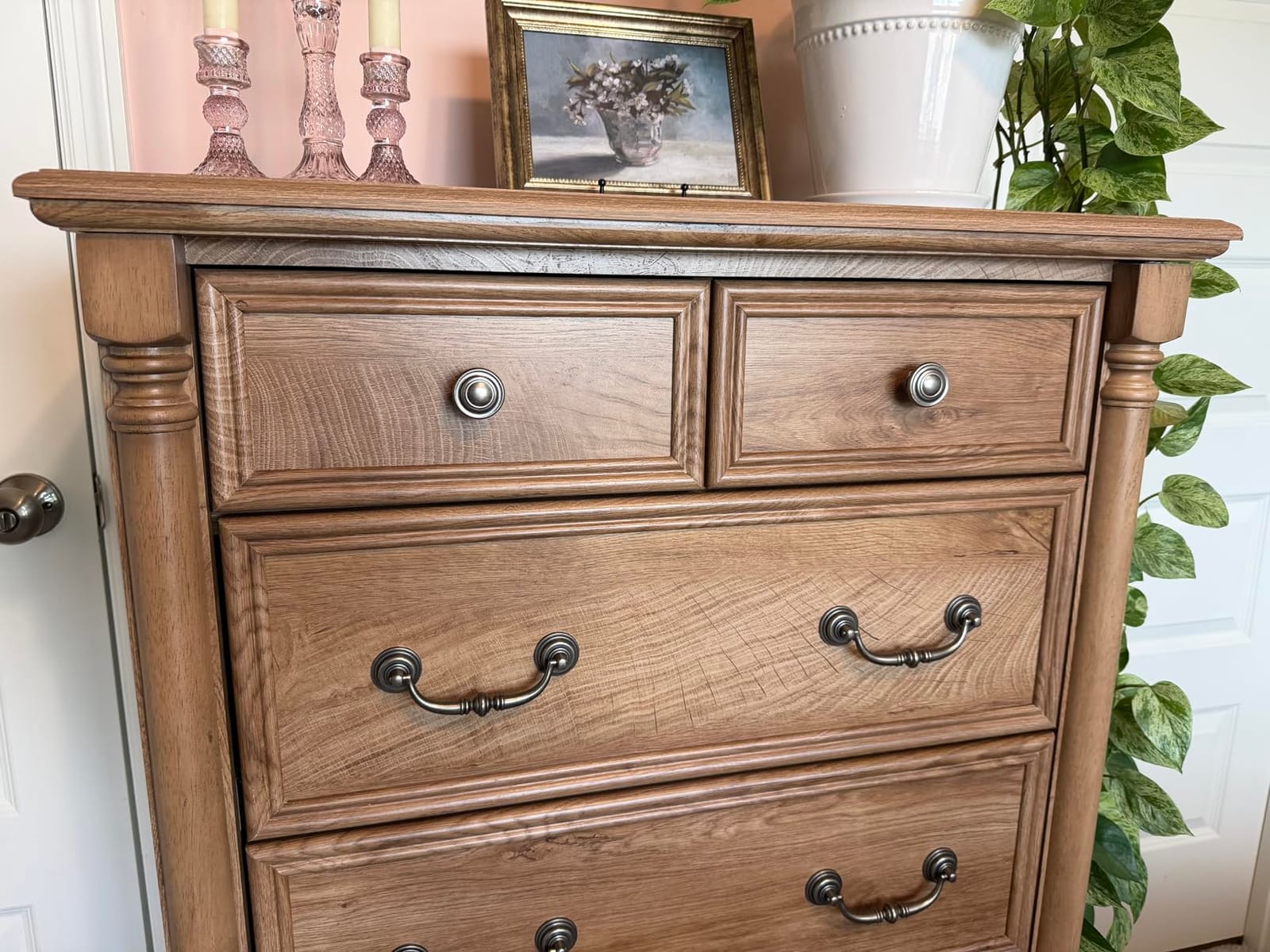 T4TREAM Farmhouse 6-Drawer Dresser with Solid Wood Feet, Natural Oak customer photo 2