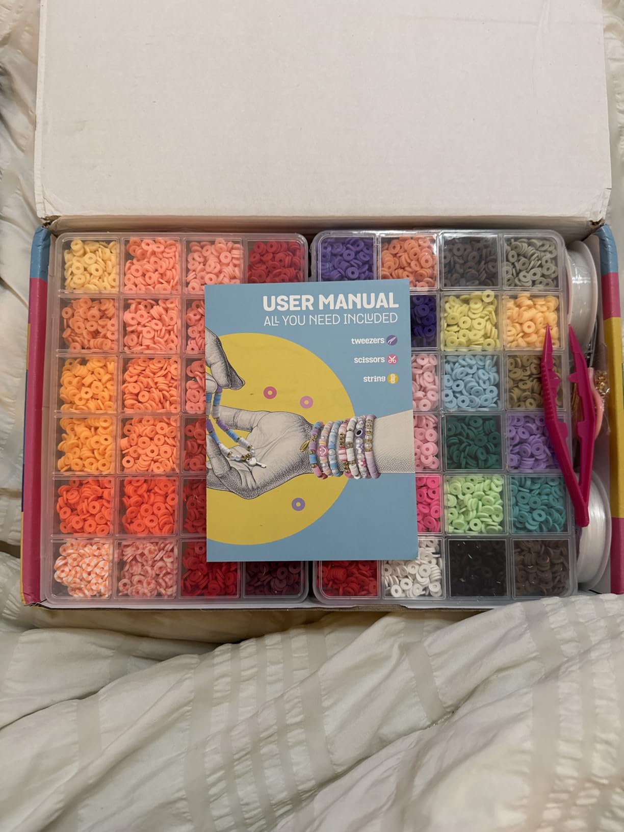 Gionlion 30,000 Pcs Clay Beads Bracelet Making Kit, 168 Colors 8 Boxes Flat Preppy Beads for Friendship Bracelets, Jewelry Kit with Pendant Charms Elastic String Crafts Arts Crafts Gifts customer photo 2