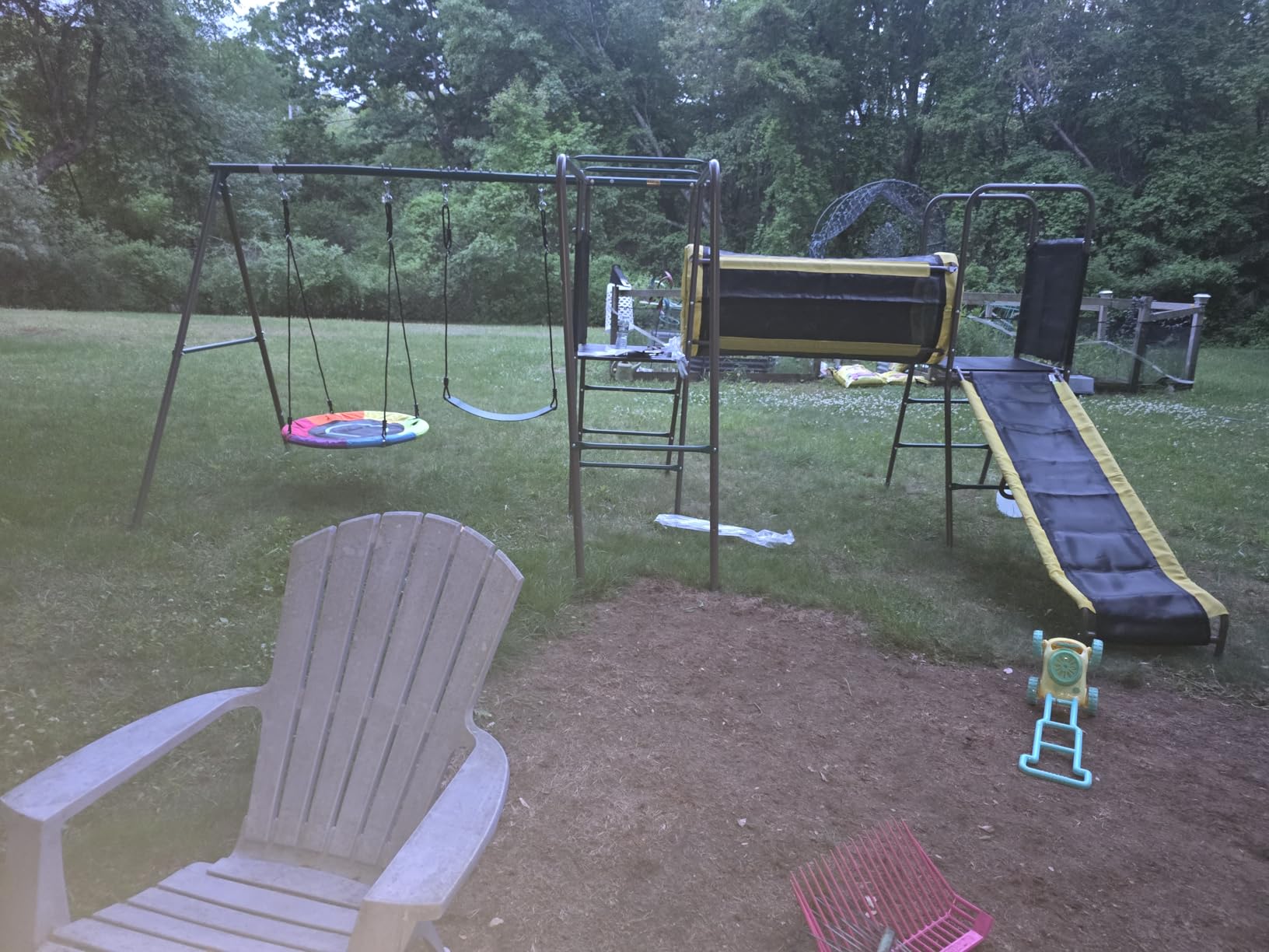 Hapfan Swing Set with Slide,Crawl Tunnel and Monkey Bars for Backyard customer photo 2