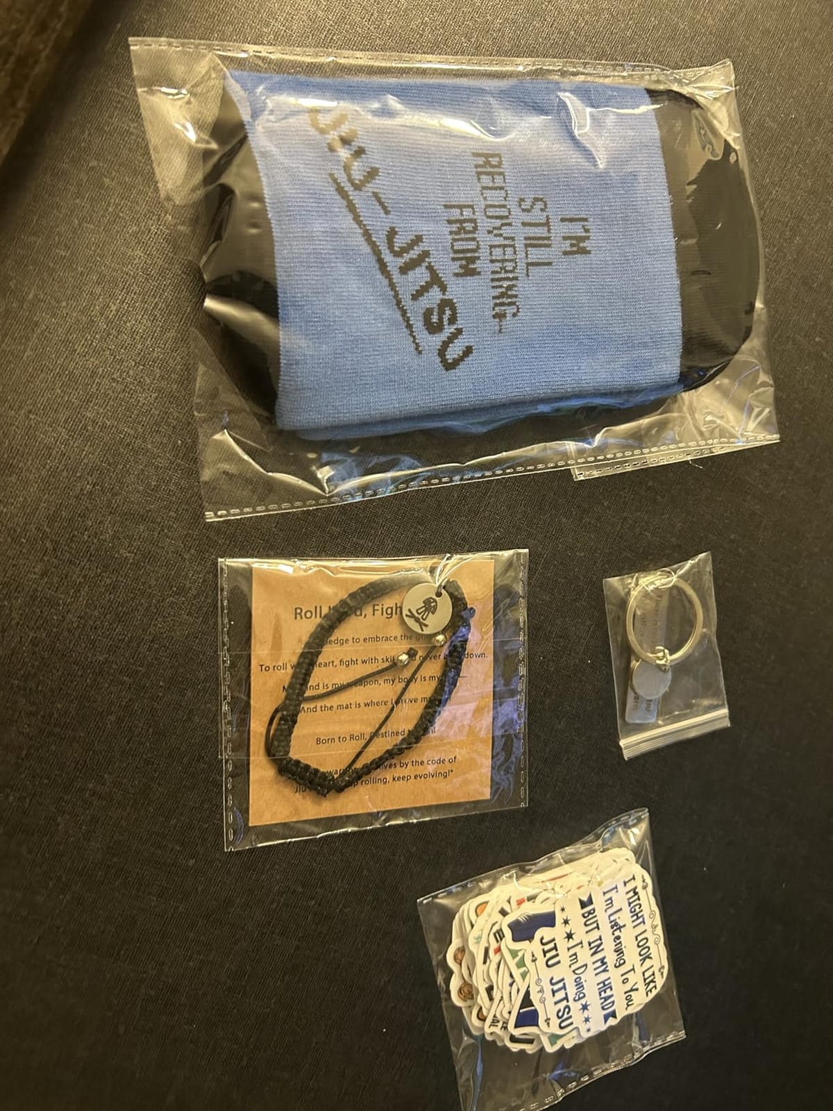 Jiu Jitsu Gifts for Men - 4 Piece Set with BJJ Socks Bracelet Keychain Stickers - Great Gift for Jiu Jitsu Enthusiasts Martial Artists Grapplers customer photo 1