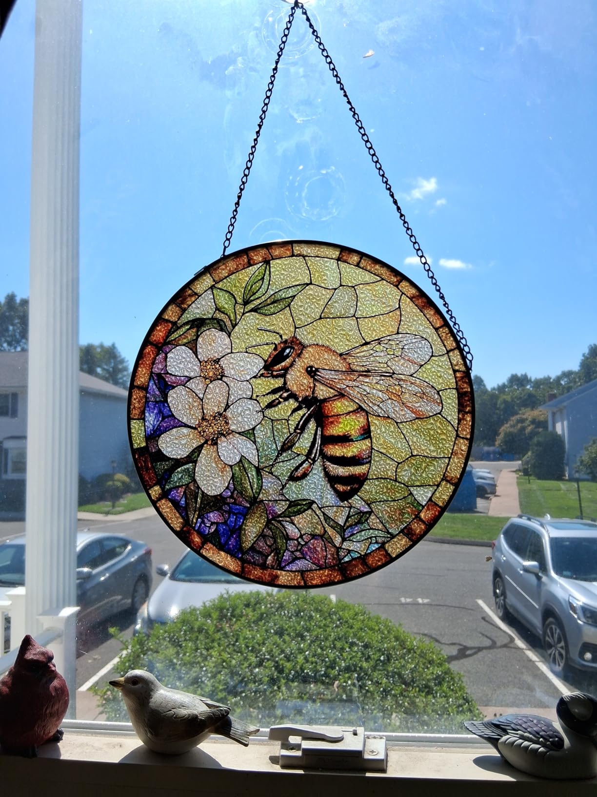 Rabbit Stained Glass Window Hanging Easter Suncatcher Gifts for Women 6.3
