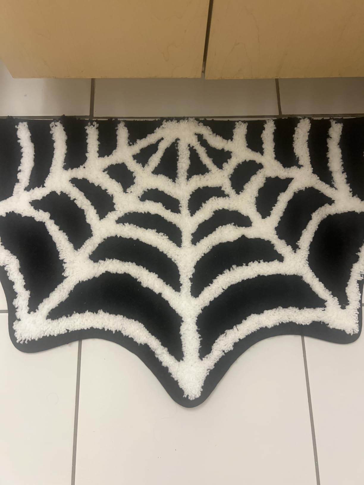 Moutina Spider Web Bath Mat Gothic Halloween Bathroom Rug 16x30 Inch Black, Soft and Absorbent Tufted Non Slip Washable, Gothic Bathroom Decor Rug Holiday Decorations customer photo 2
