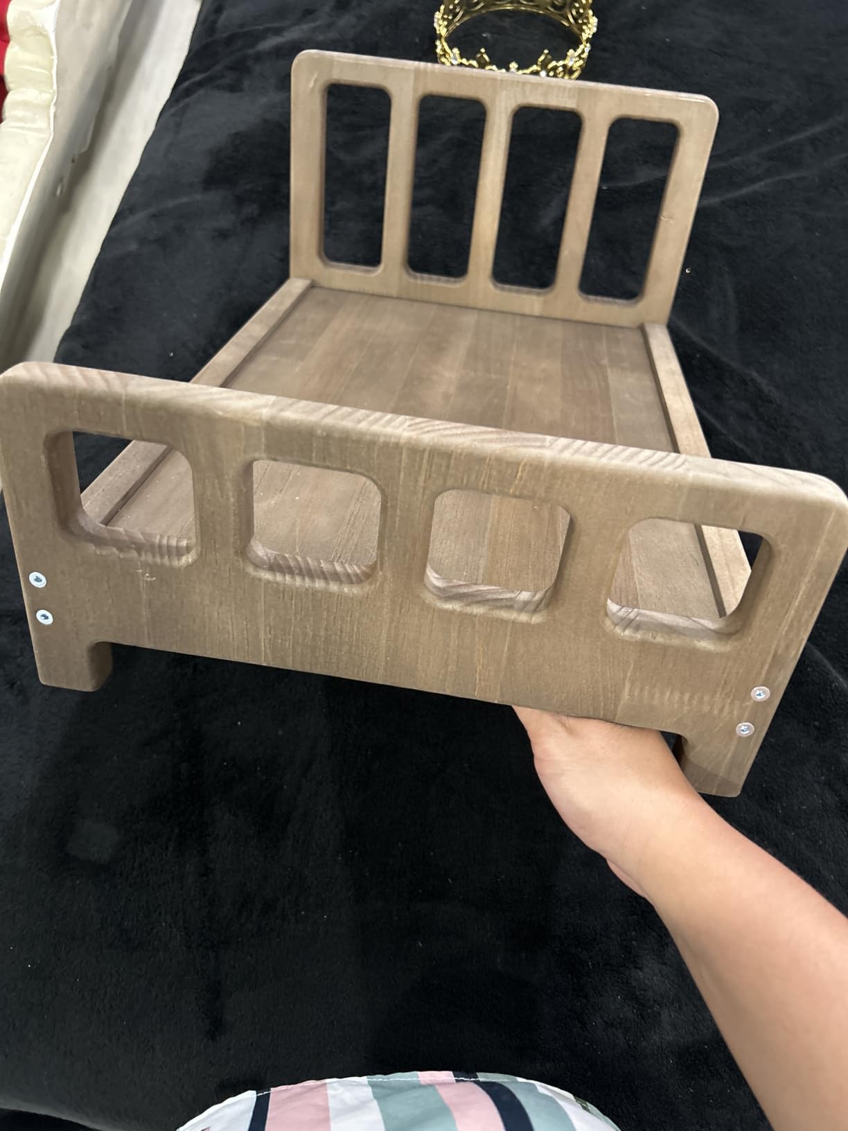 Newborn Photography Props Bed Prop Brown – Rustic Mini Wooden Bed for Baby Photography, Infant Photoshoot Posing Prop for Newborn Sessions customer photo 1