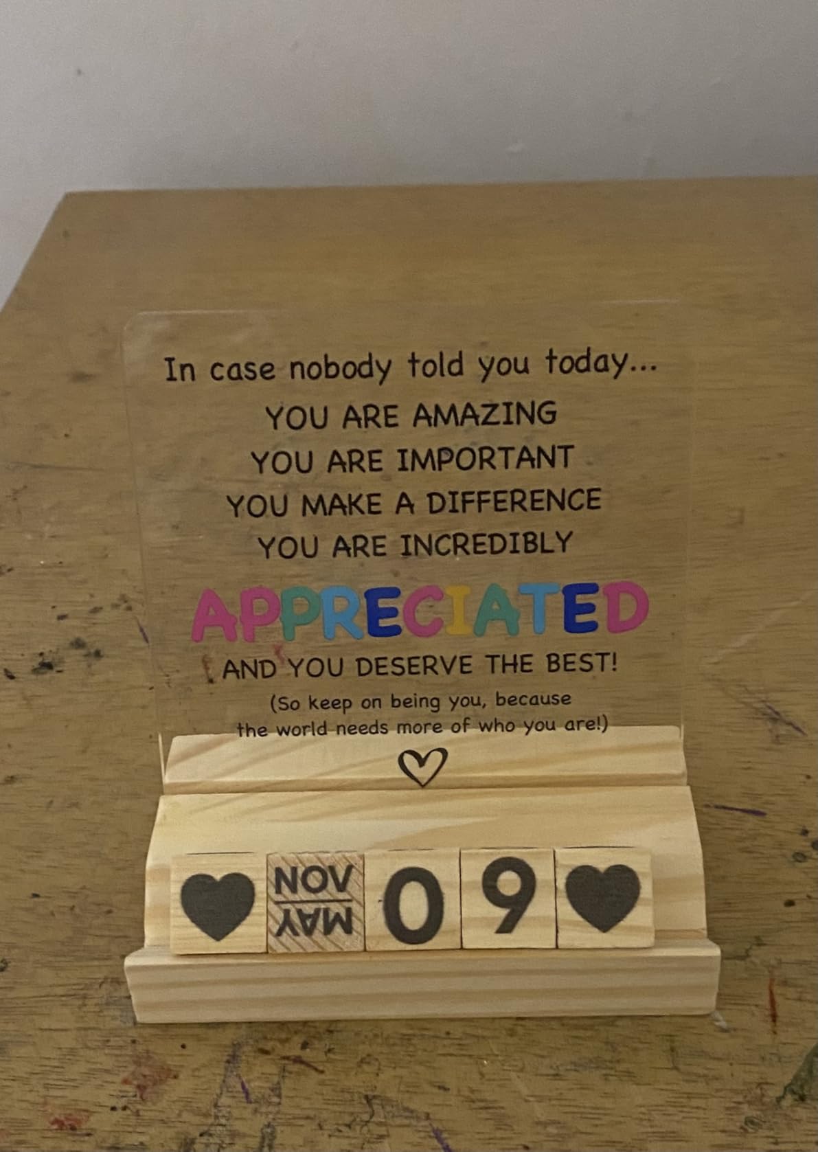 Appreciation Thank You Gifts, Inspirational Desk Decor, Wooden Calendar customer photo 1