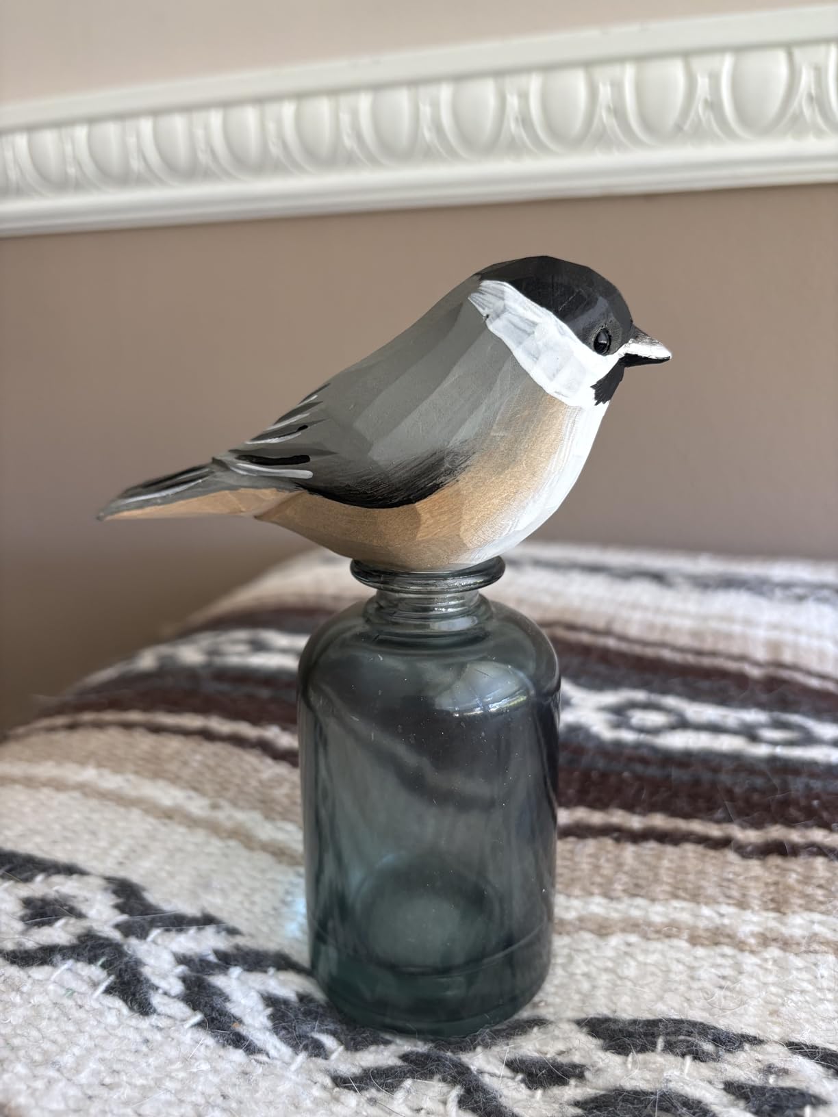 Handmade Black-Capped Chickadee Bird Figurine, Wooden Black-Capped Chickadee Carving, Unique Small Bird Statue for Home Decor or Collectible Gift customer photo 2