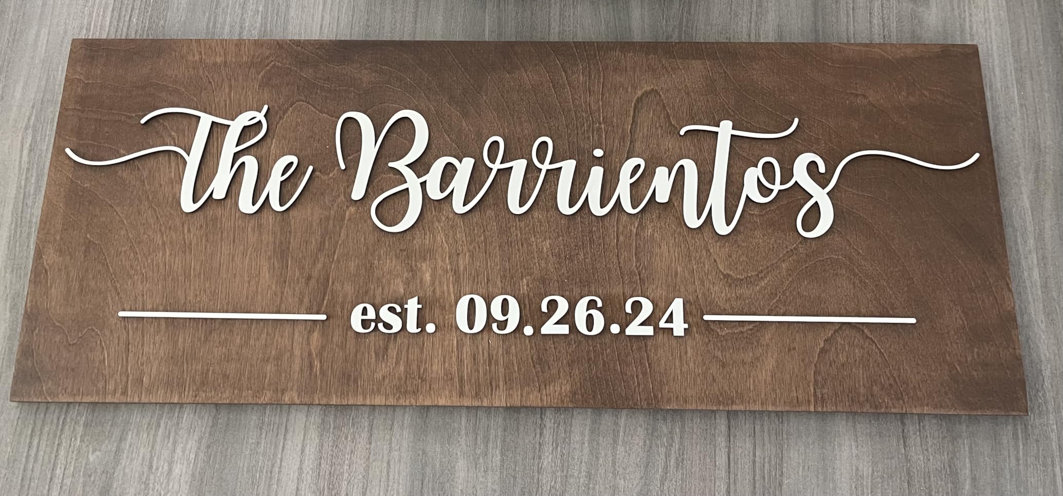 Personalized Family Name Sign - Custom Wooden Name Sign, Wedding Welcome Sign, Newlywed & Housewarming Gifts, New Home Gift Ideas, Hickory Hollow Designs (Est. Full Date) customer photo 1