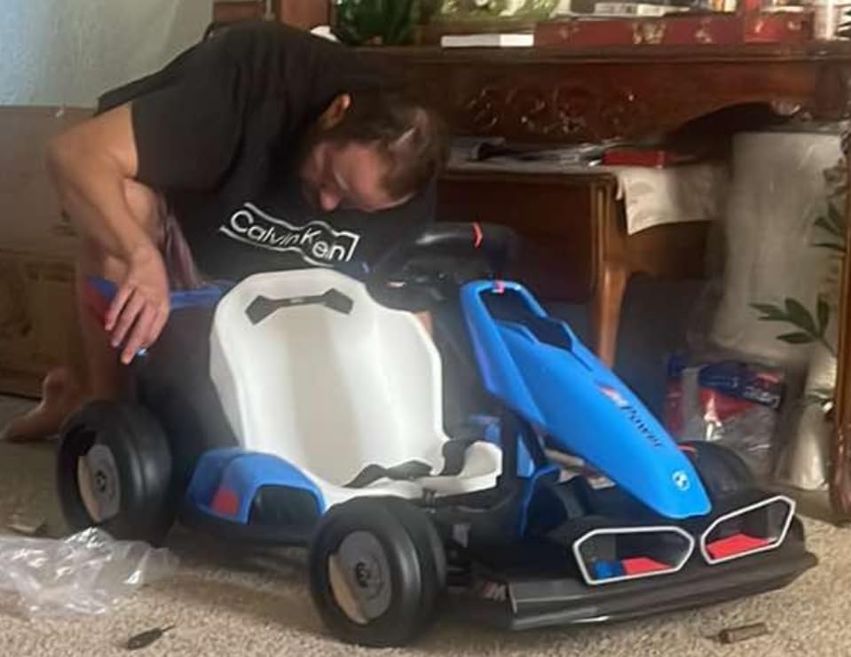 FORESEE Licensed BMW Kids Electric Go Kart, 36V Battery Powered Drift Kart w/Adjustable Seat, Ride On Toy for Big Kids Ages 6+, 7.5MPH Racing Go Cart w/400W Motor, LED Lights & Safety Belt, Black customer photo 2