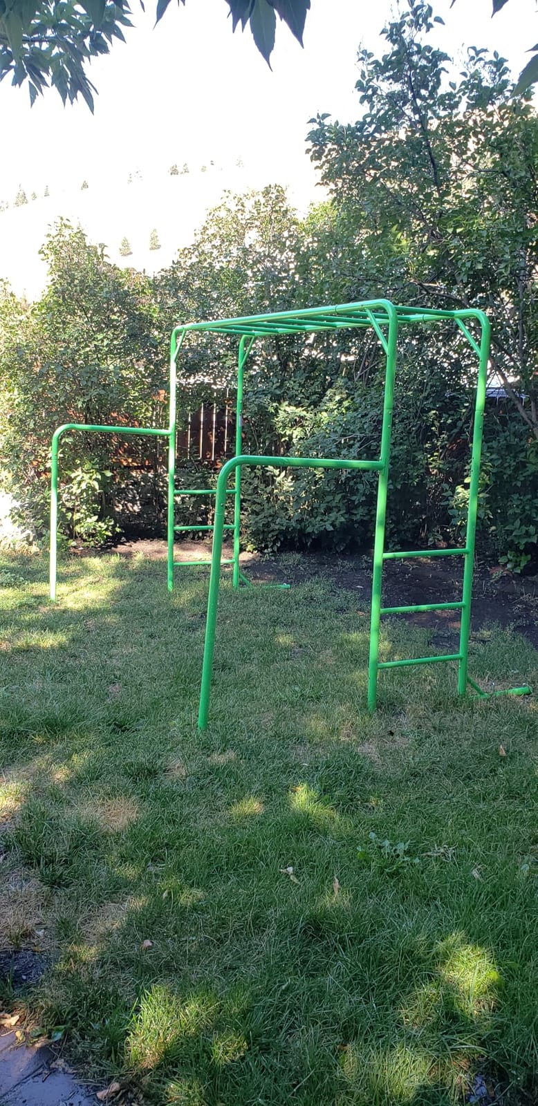 Outdoor Monkey Bar Set with Climbing Frame, Gymnastics bars, Playground Sets for Backyards, Metal Monkey Bars for Kids Ages 3 and Up, Backyard Playground Set with Powder Coated Steel, Blue customer photo 1